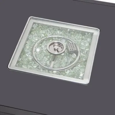 Walbrooke Patio Square Fire Pit and Tank Holder with Slats Design in Black