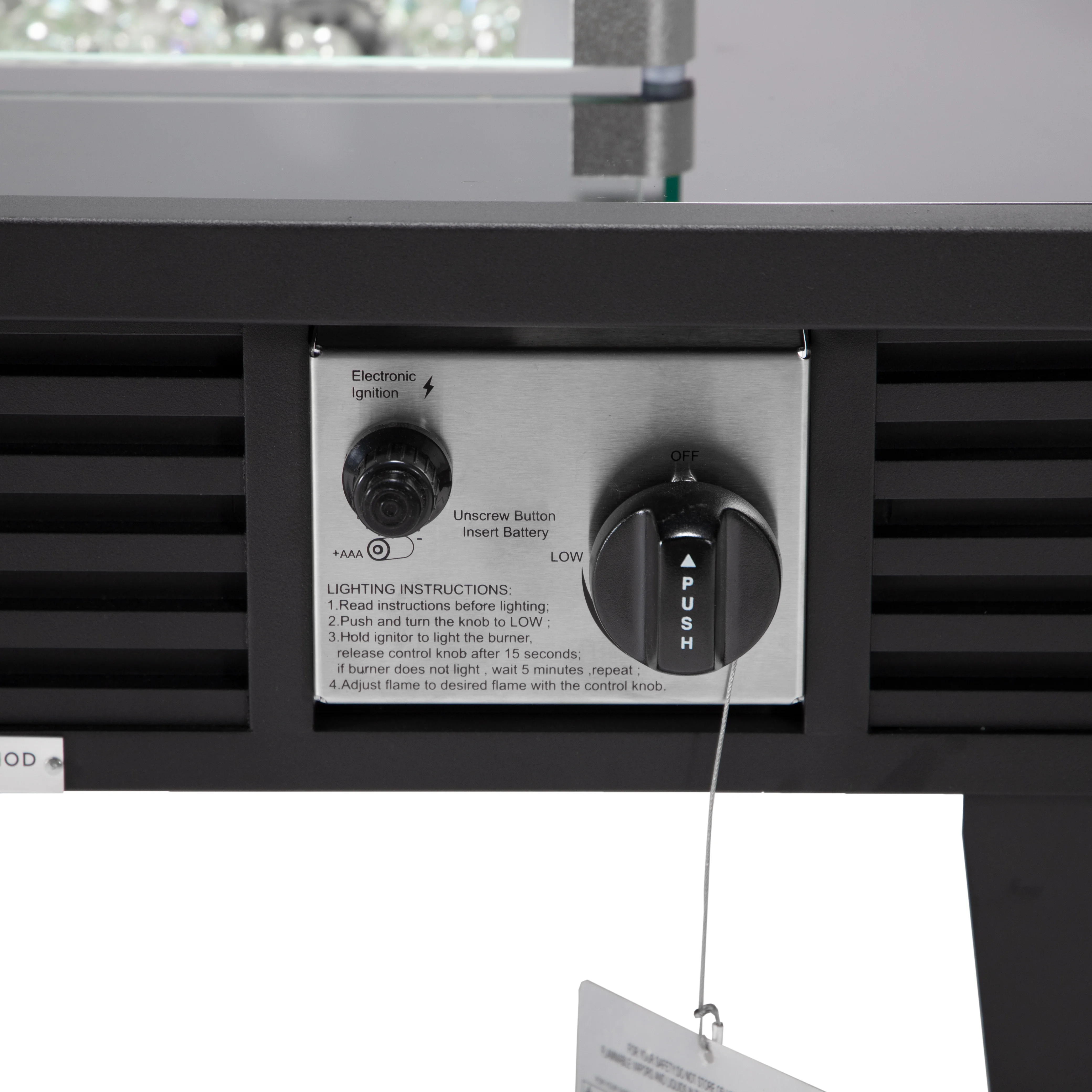 Walbrooke Outdoor Patio Aluminum Square Slats Design Fire Pit Side Table with Lid and Fire Glass for Patio and Backyard Garden