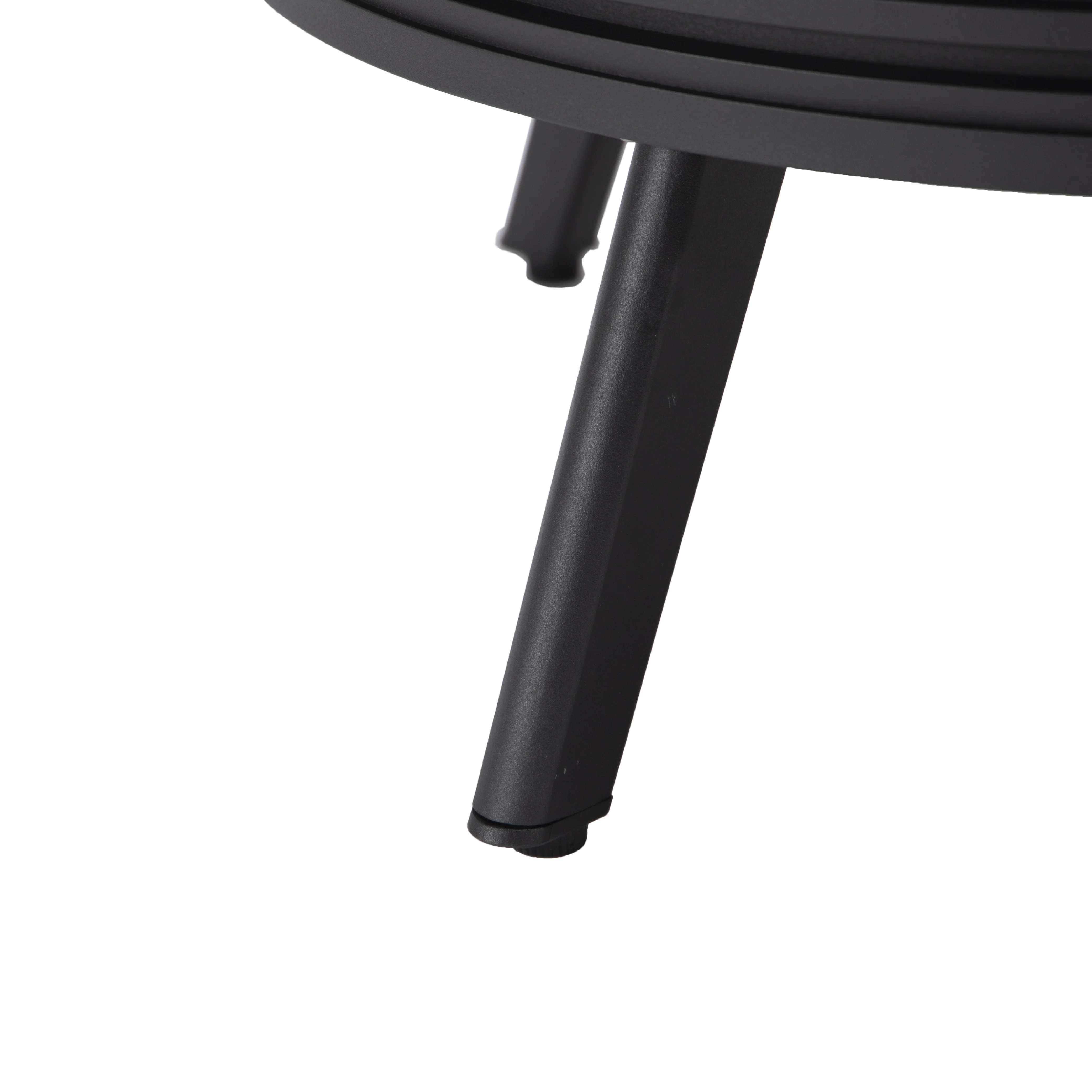 Walbrooke Outdoor Patio Aluminum Round Slats Design Fire Pit Side Table with Lid and Fire Glass for Patio and Backyard Garden