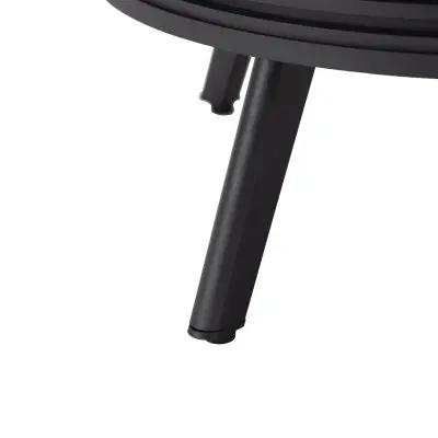 Walbrooke Outdoor Patio Aluminum Round Slats Design Fire Pit Side Table with Lid and Fire Glass for Patio and Backyard Garden