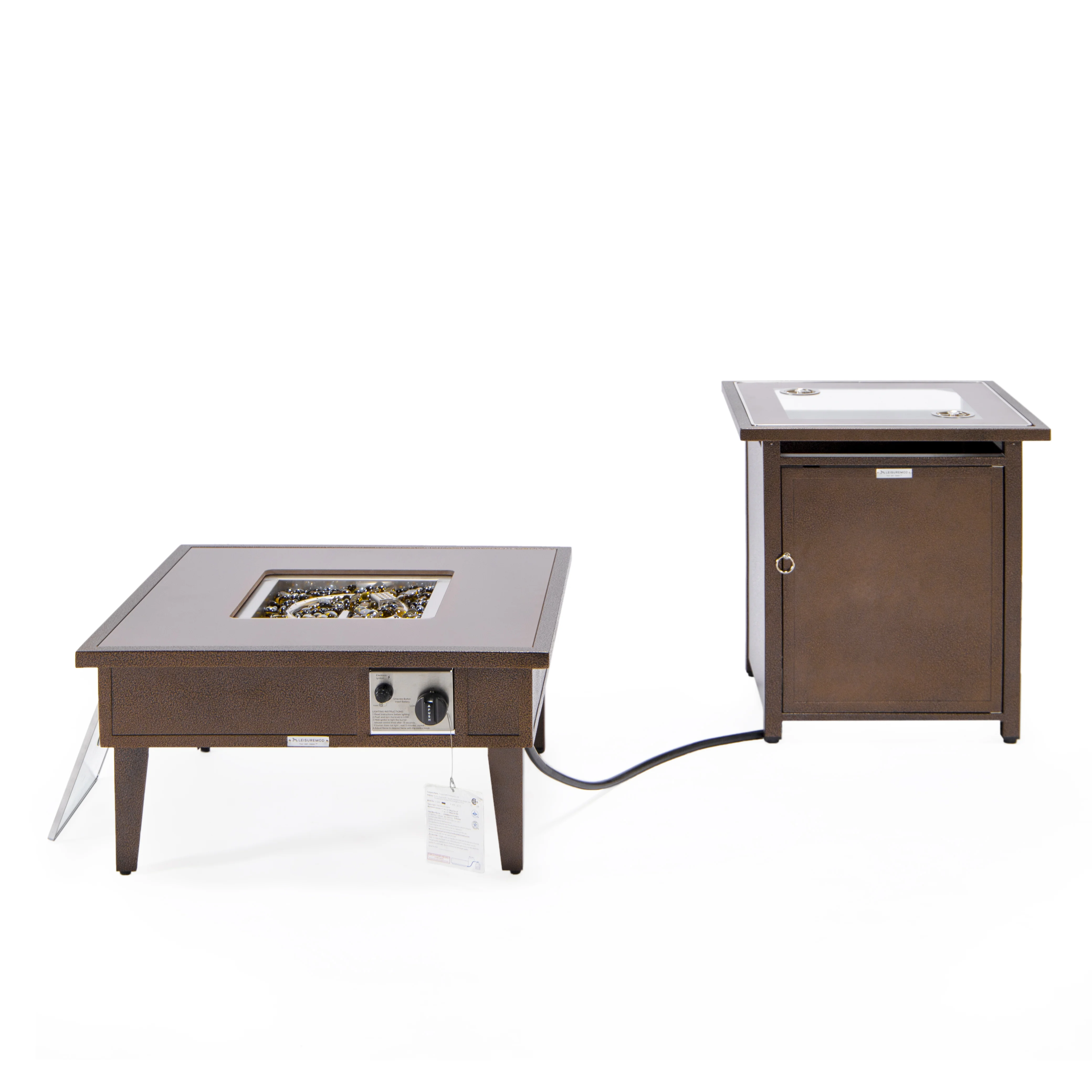 Walbrooke Patio Square Fire Pit and Tank Holder in Brown