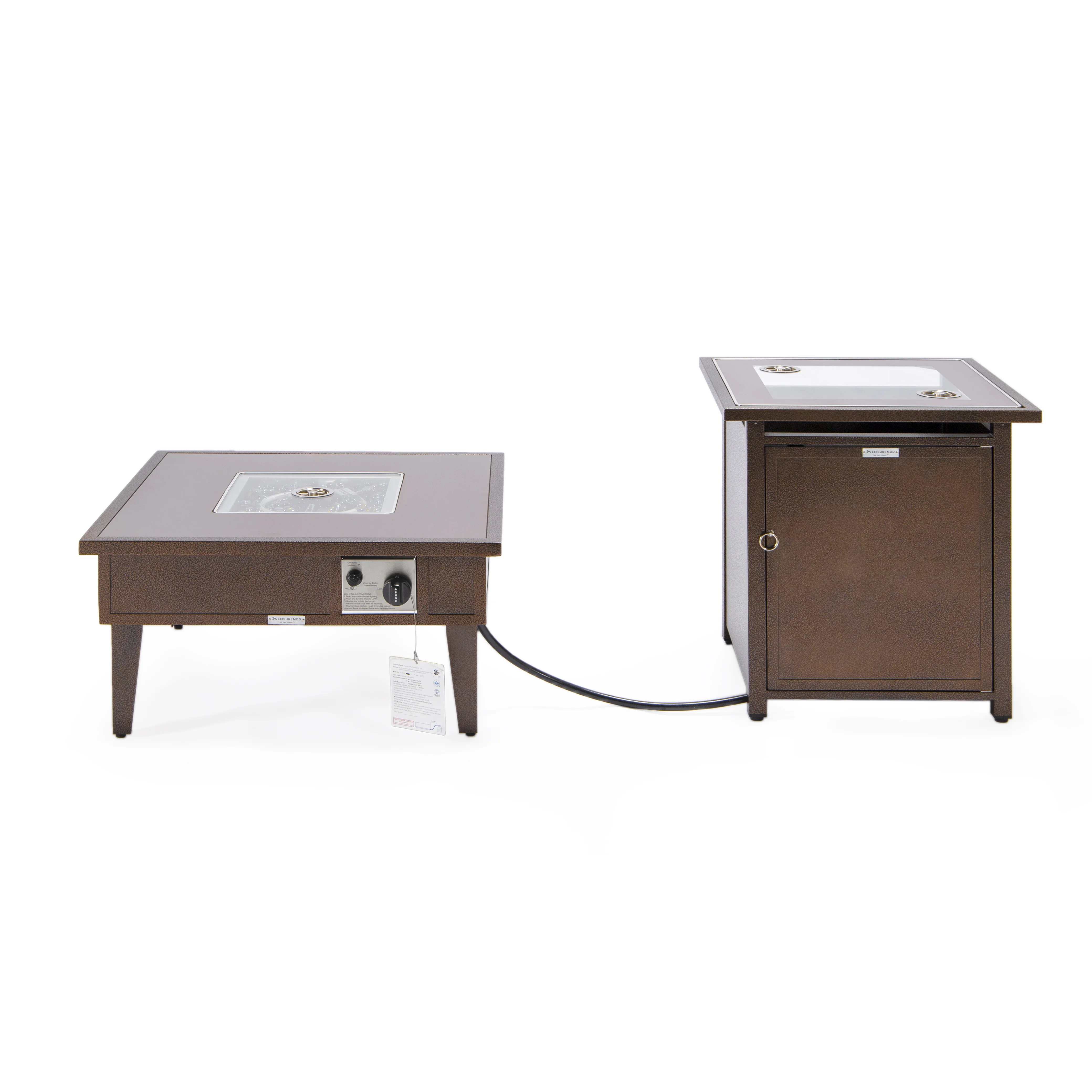 Walbrooke Patio Square Fire Pit and Tank Holder in Brown
