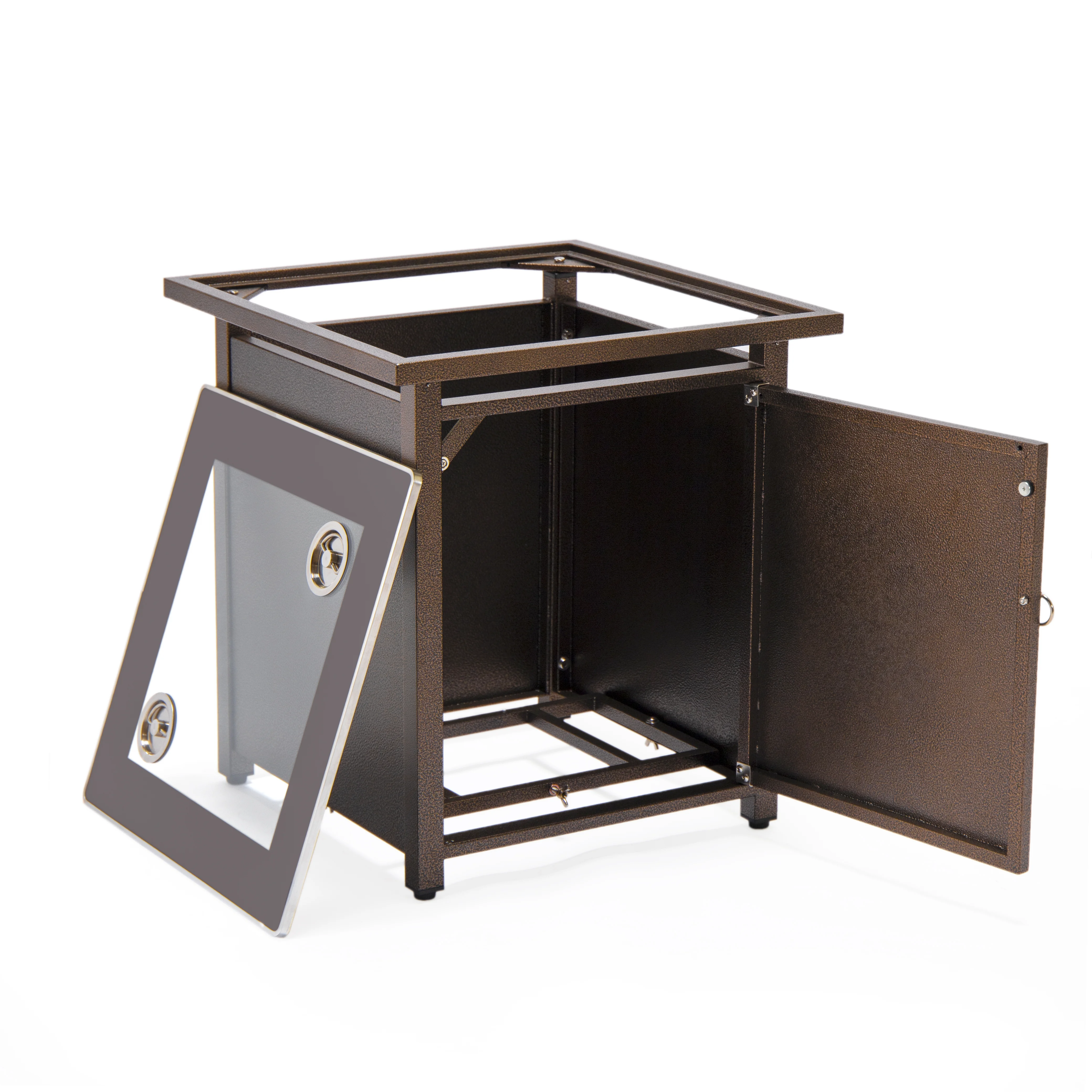 Walbrooke Patio Square Fire Pit and Tank Holder in Brown