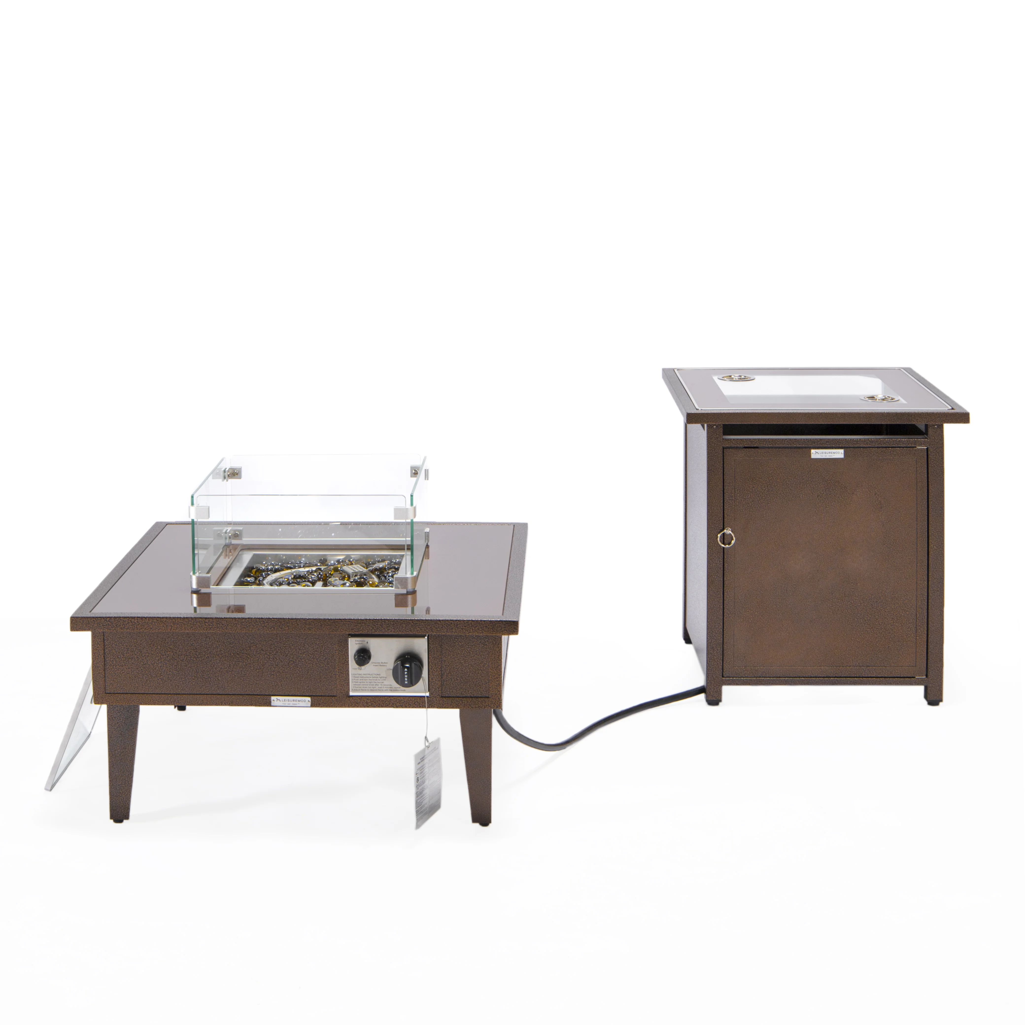 Walbrooke Patio Square Fire Pit and Tank Holder in Brown