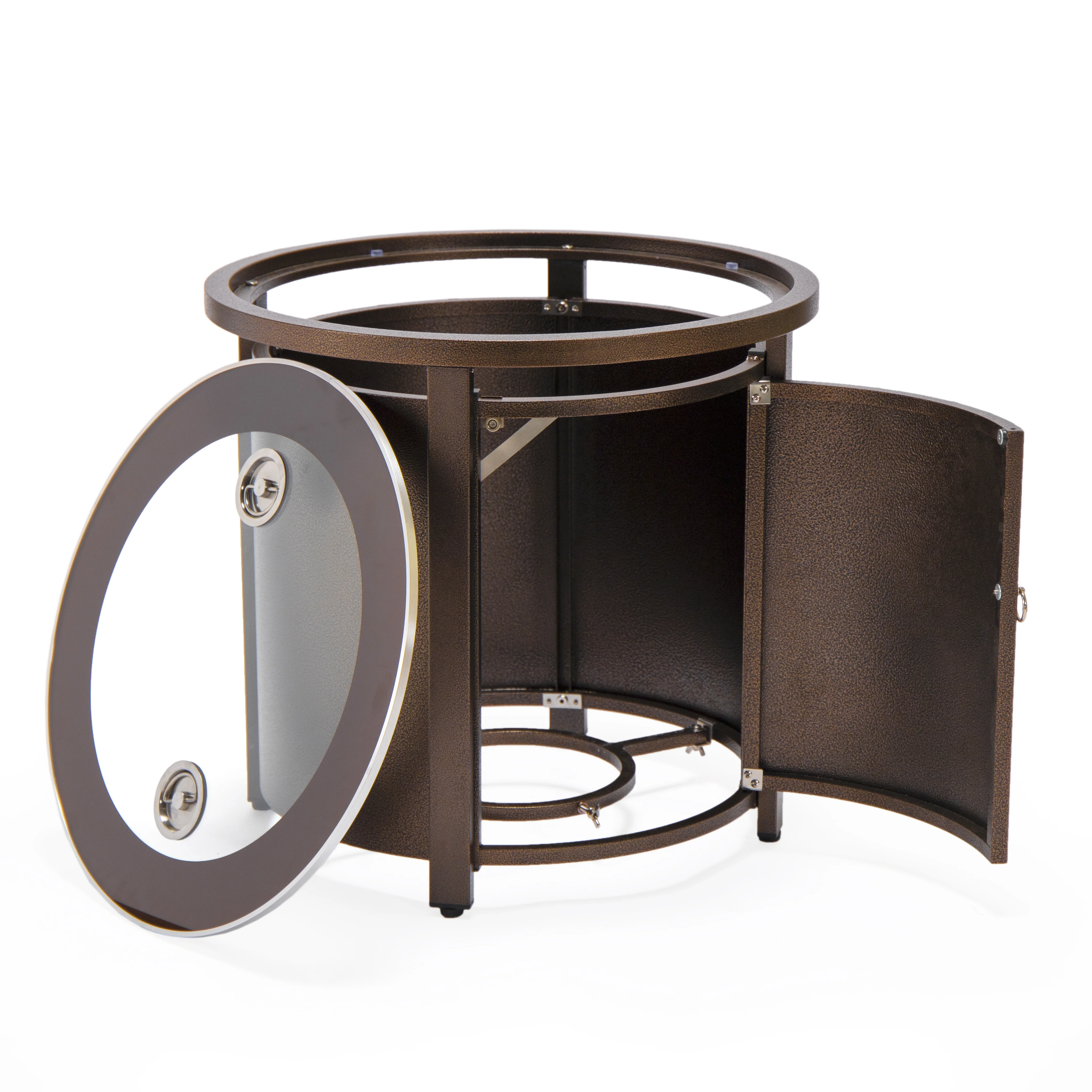 Walbrooke Patio Round Fire Pit and Tank Holder in Brown