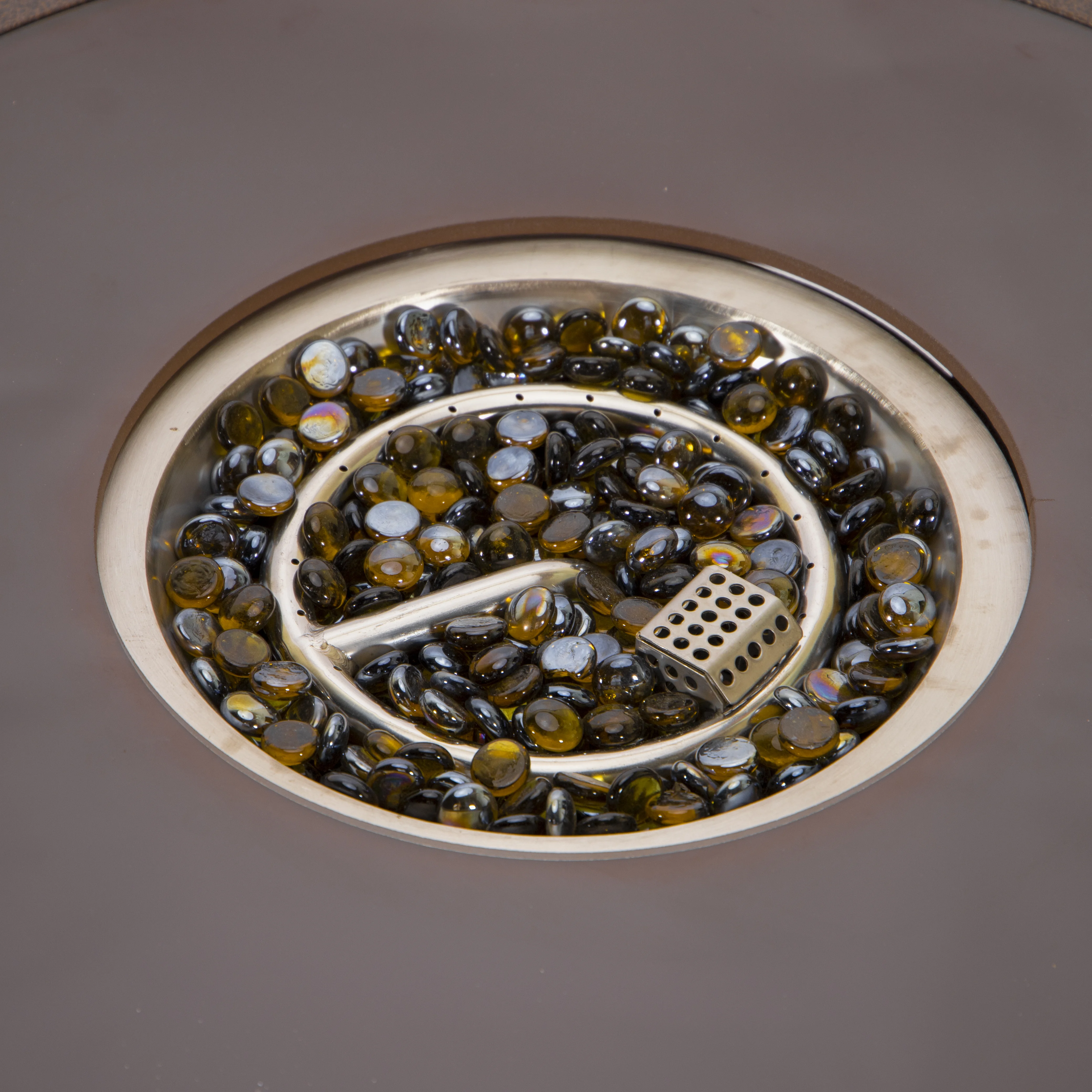 Walbrooke Patio Round Fire Pit and Tank Holder in Brown