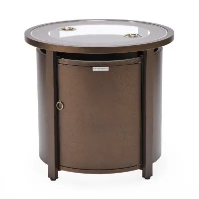 Walbrooke Patio Round Fire Pit and Tank Holder in Brown