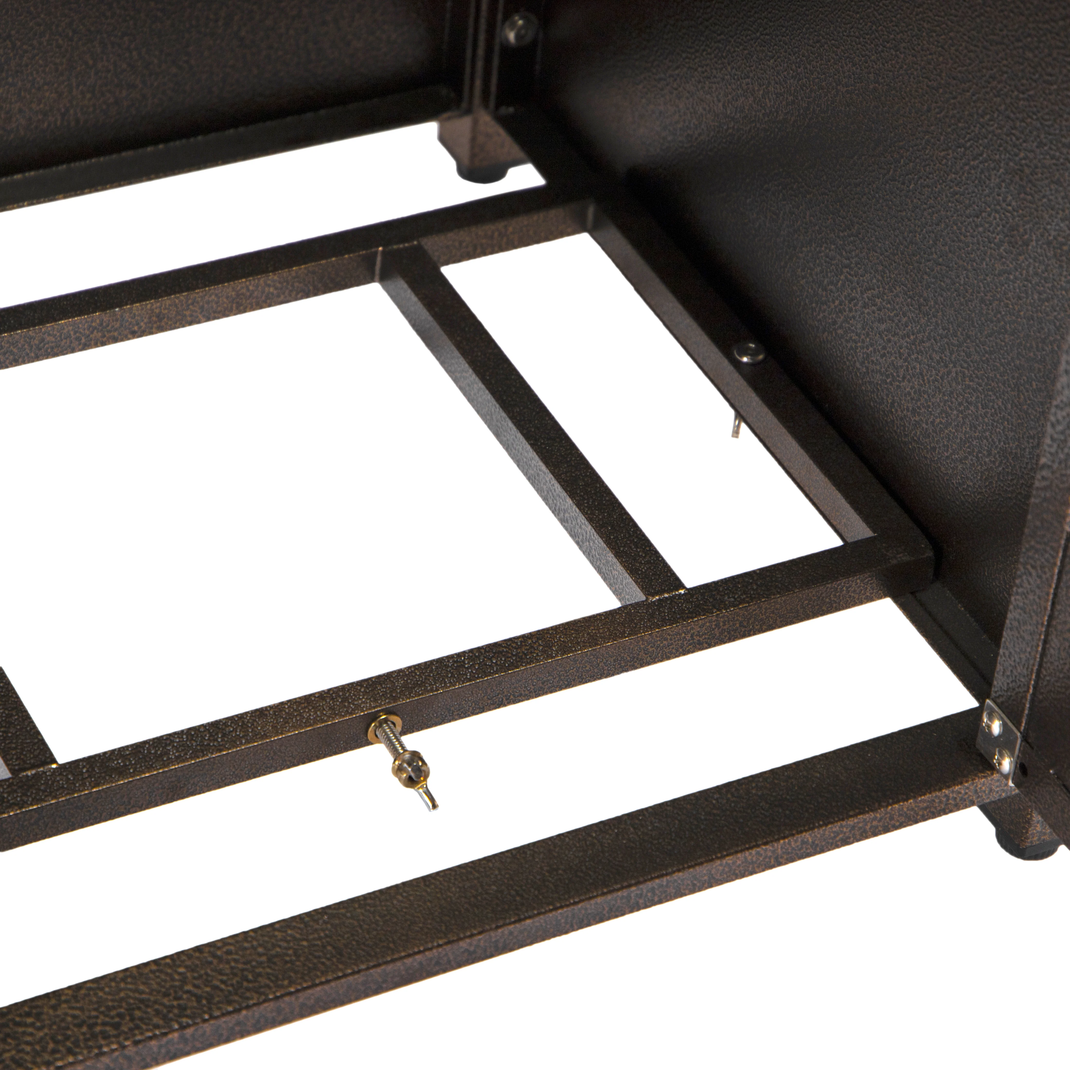 Walbrooke Patio Square Fire Pit and Tank Holder with Slats Design in Brown