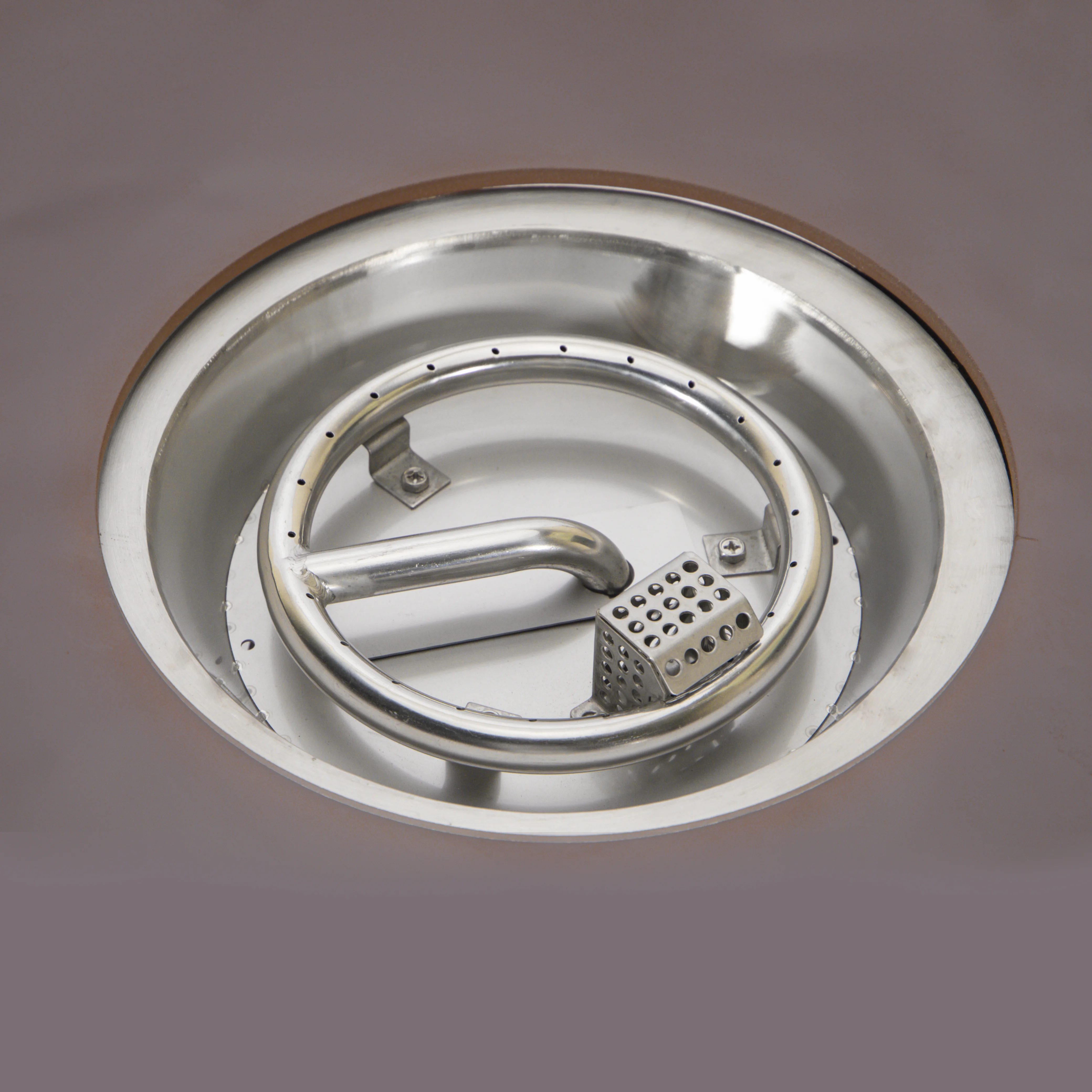 Walbrooke Outdoor Patio Aluminum Round Slats Design Fire Pit Side Table with Lid and Fire Glass for Patio and Backyard Garden