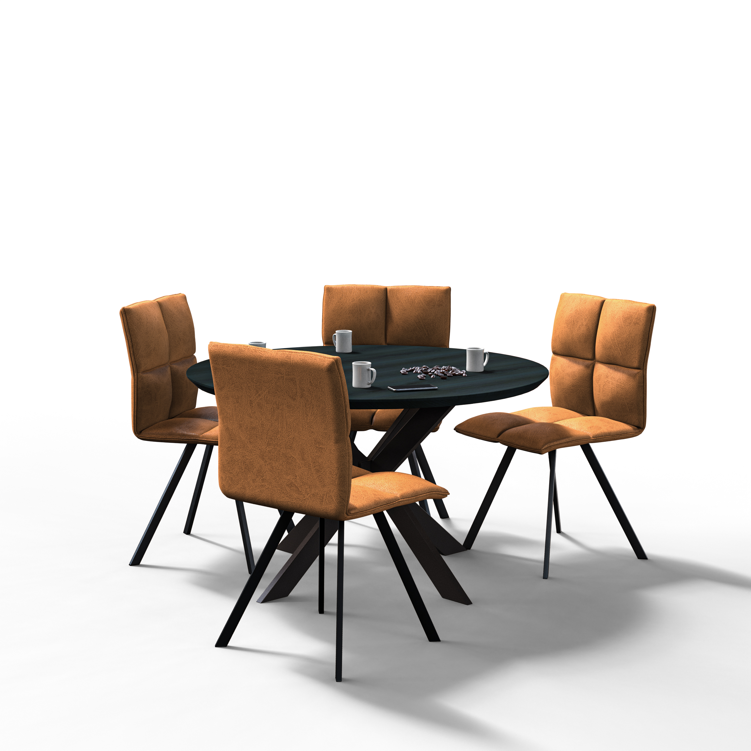 Wesley Modern Leather Dining Chair With Metal Legs