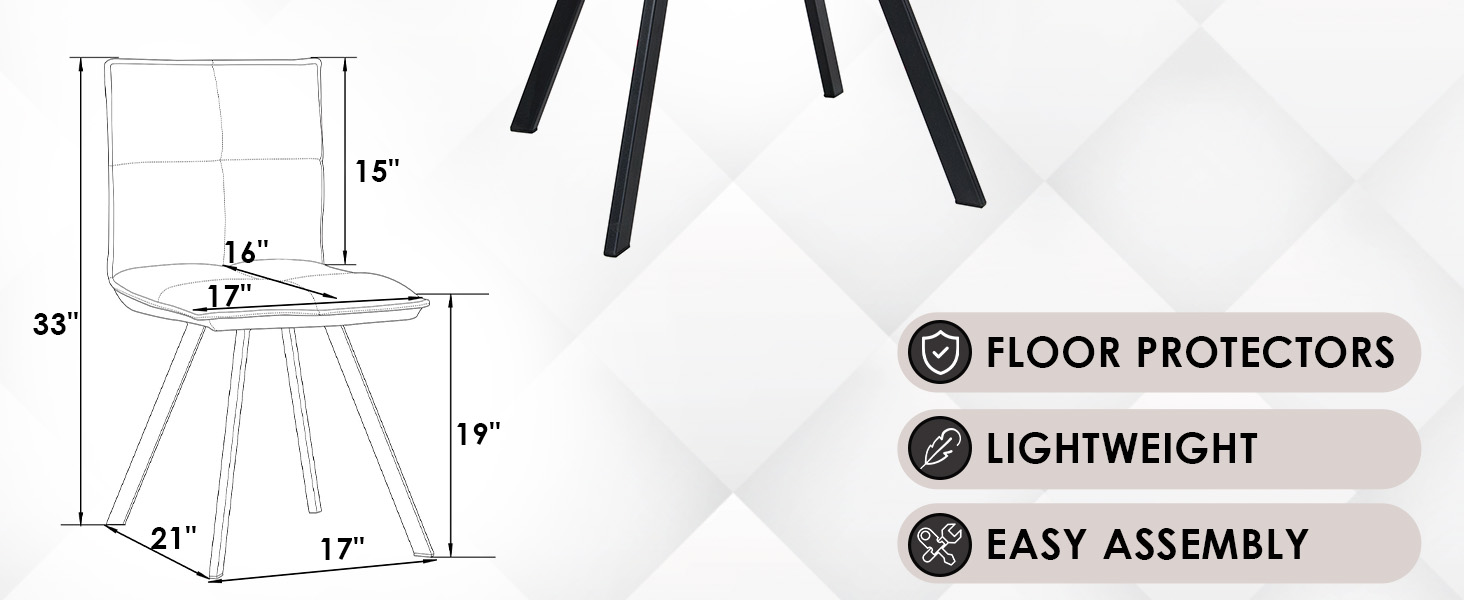 Wesley Modern Leather Dining Chair With Metal Legs