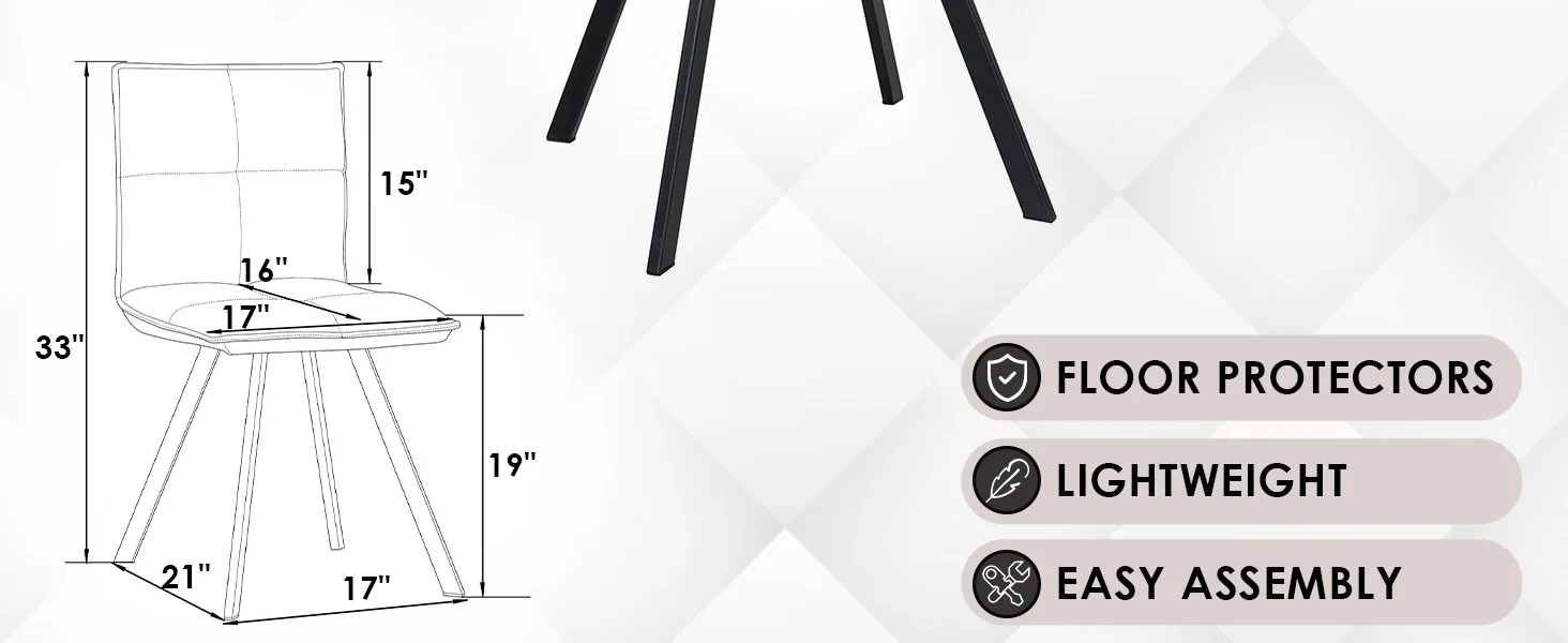 Wesley Modern Leather Dining Chair With Metal Legs