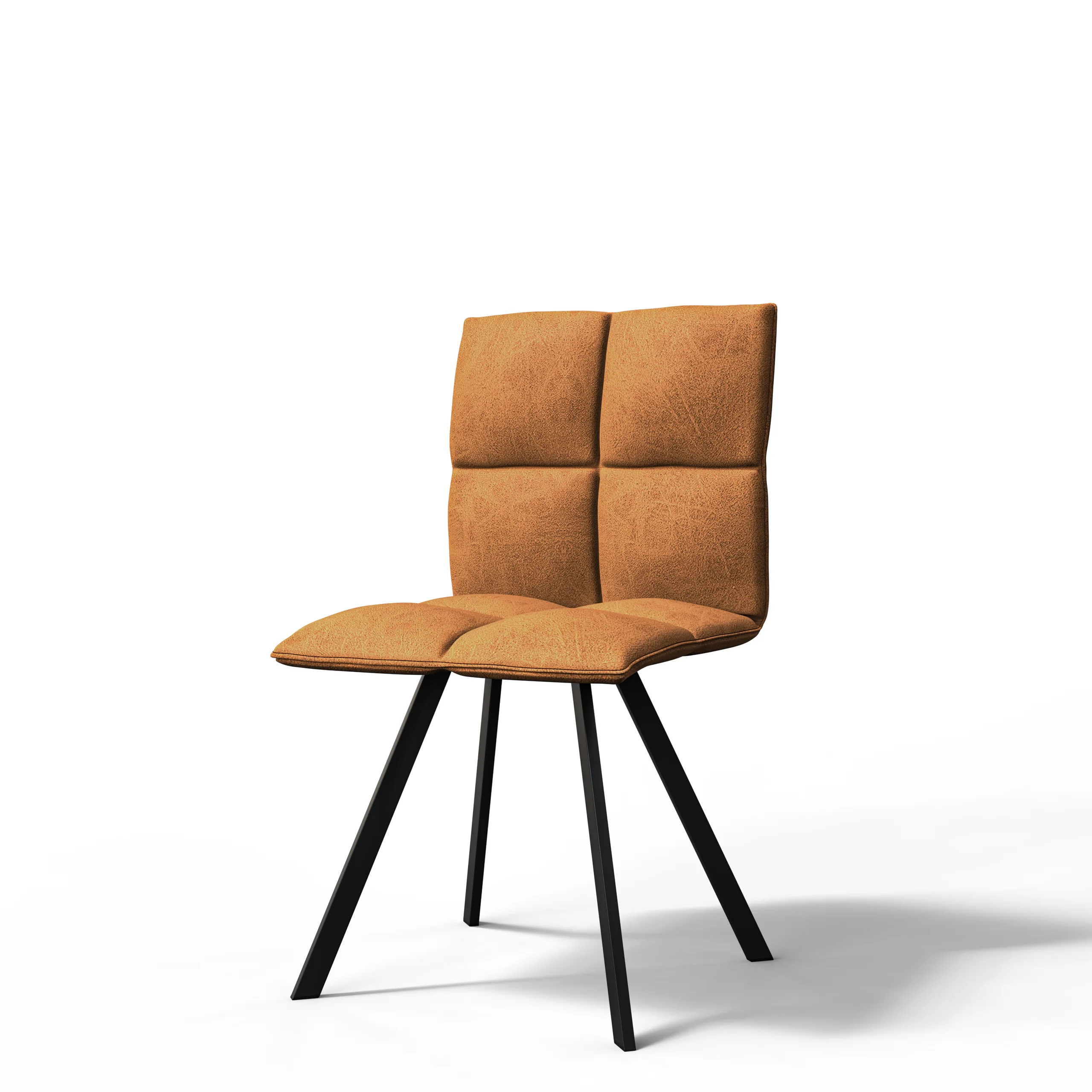 Wesley Modern Leather Dining Chair With Metal Legs