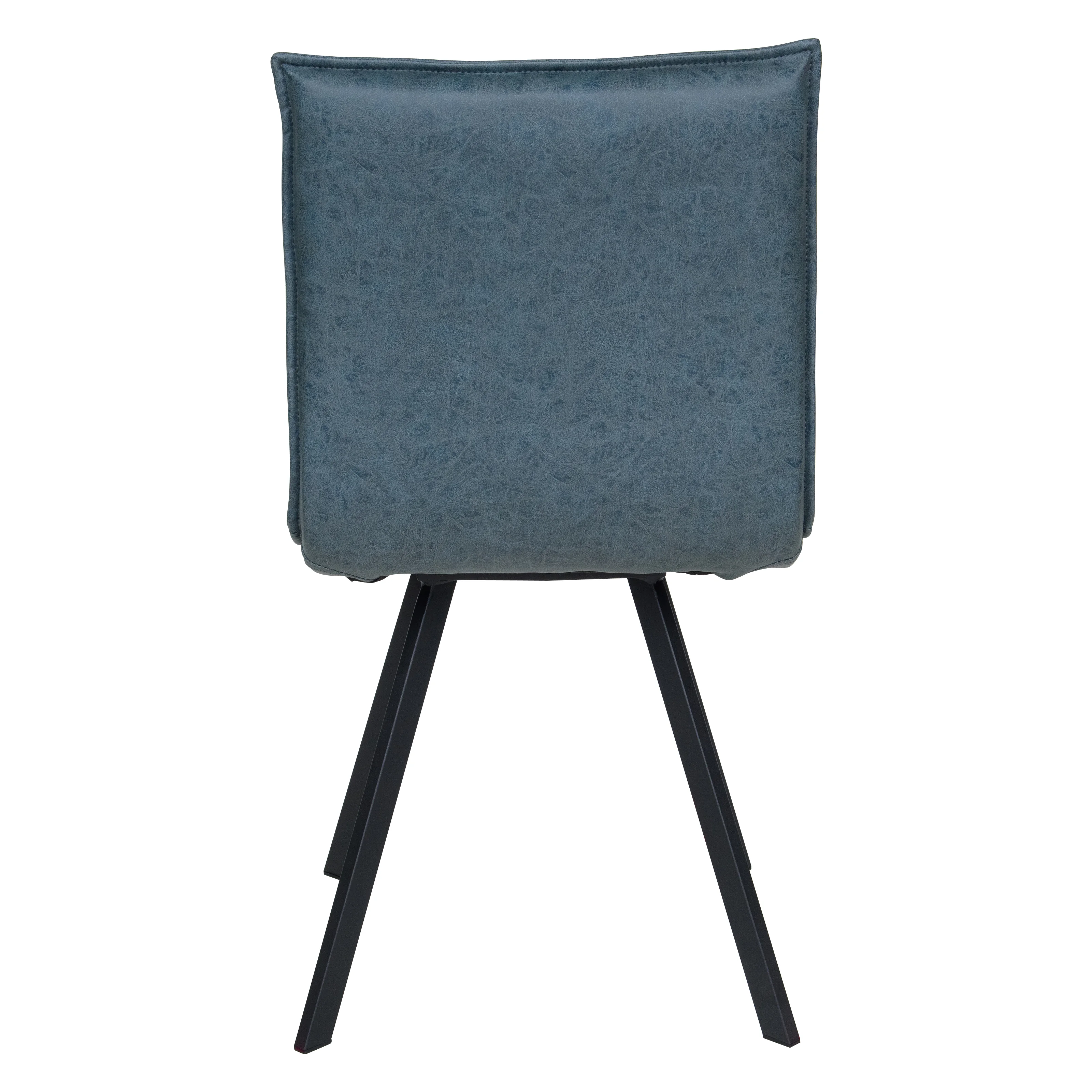 Bristol 5-Piece Dining Set with 35" Round Dining Table with White Sintered Stone Top and Black Base 4 Leather Dining Chairs in Peacock Blue