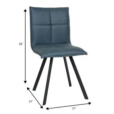 Bristol 5-Piece Dining Set with 35" Round Dining Table with White Sintered Stone Top and Black Base 4 Leather Dining Chairs in Peacock Blue