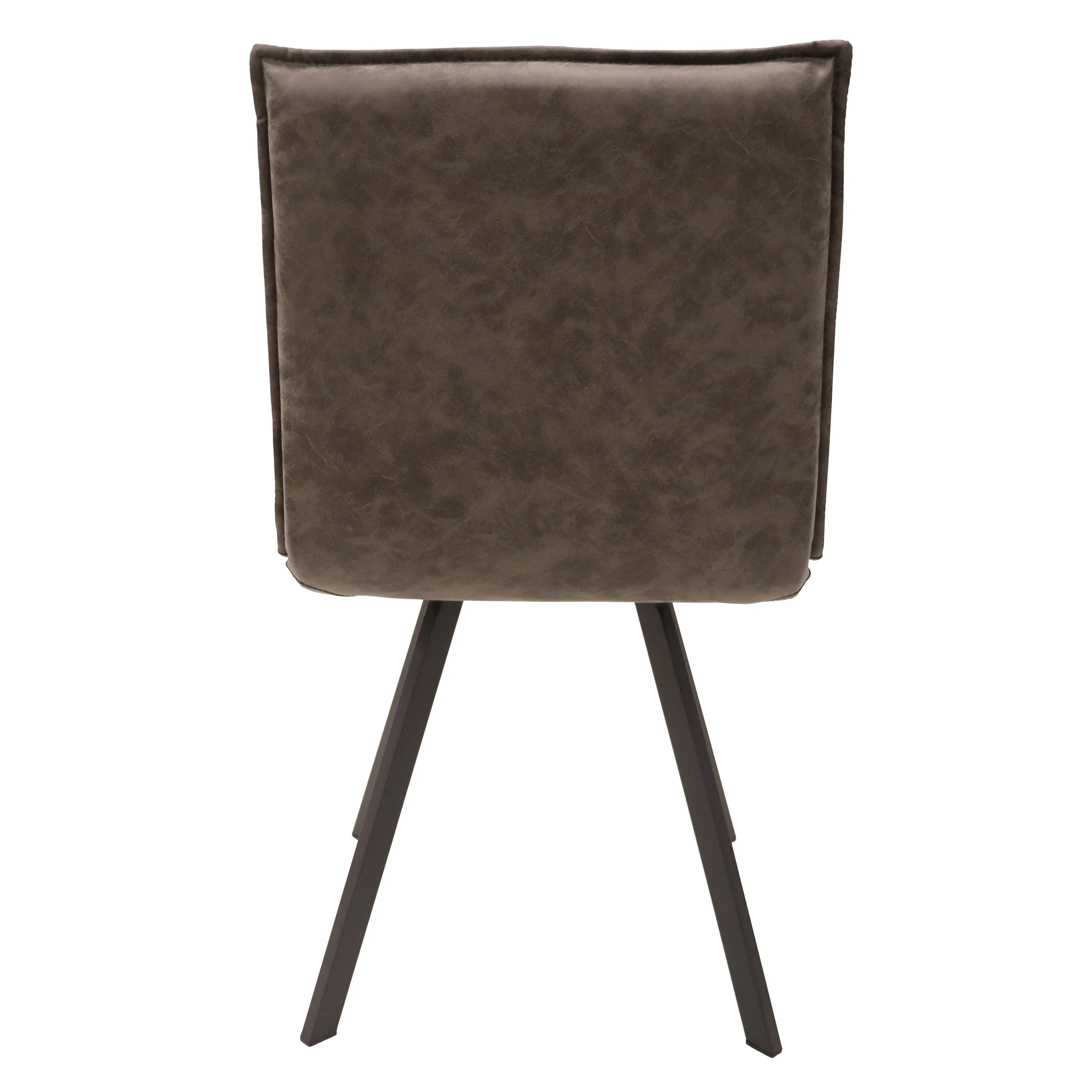 Bristol 5-Piece Dining Set with 36" Round Dining Table with Cognac Brown MDF Top and Black Base 4 Leather Dining Chairs in Grey