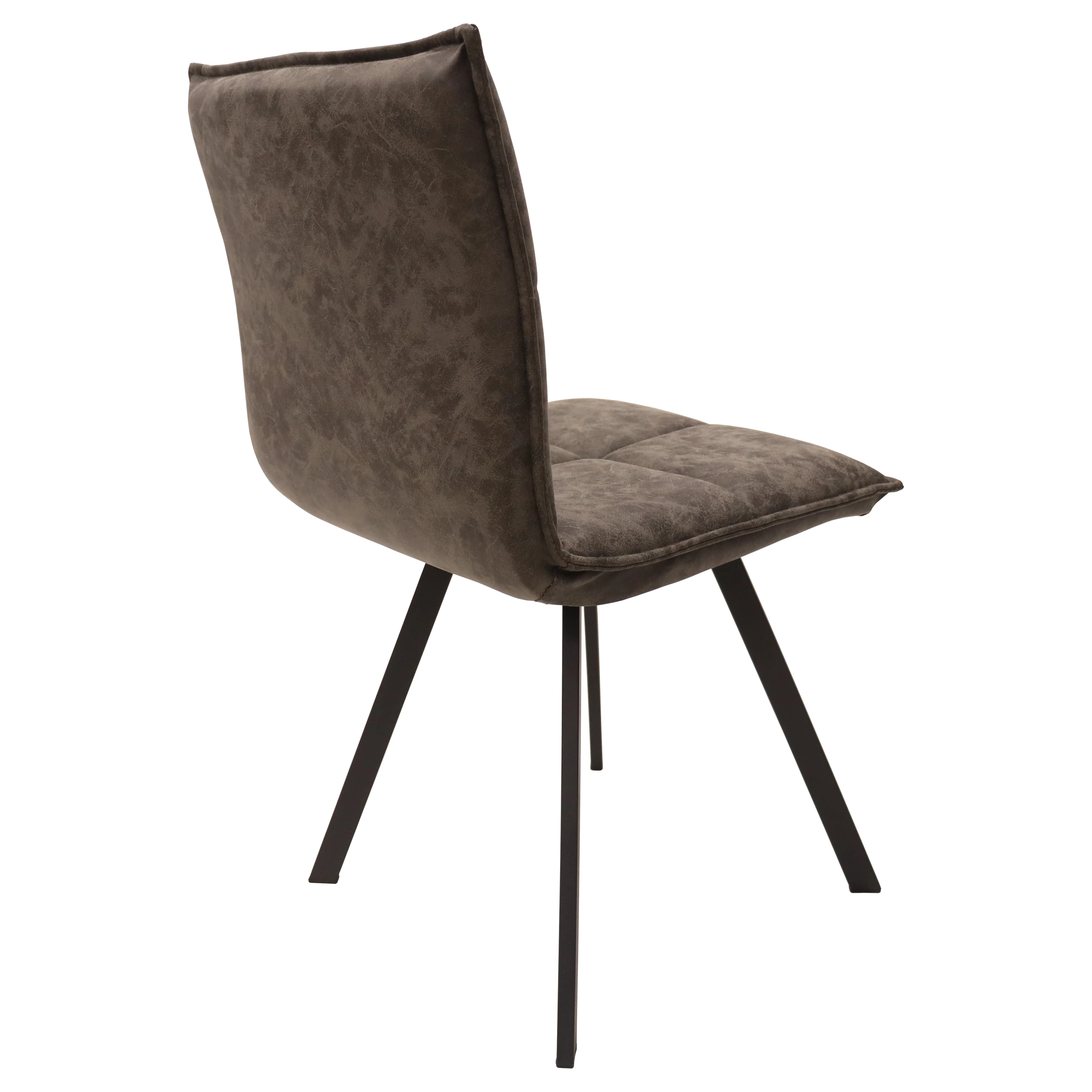 Bristol 5-Piece Dining Set with 36" Round Dining Table with Cognac Brown MDF Top and Black Base 4 Leather Dining Chairs in Grey