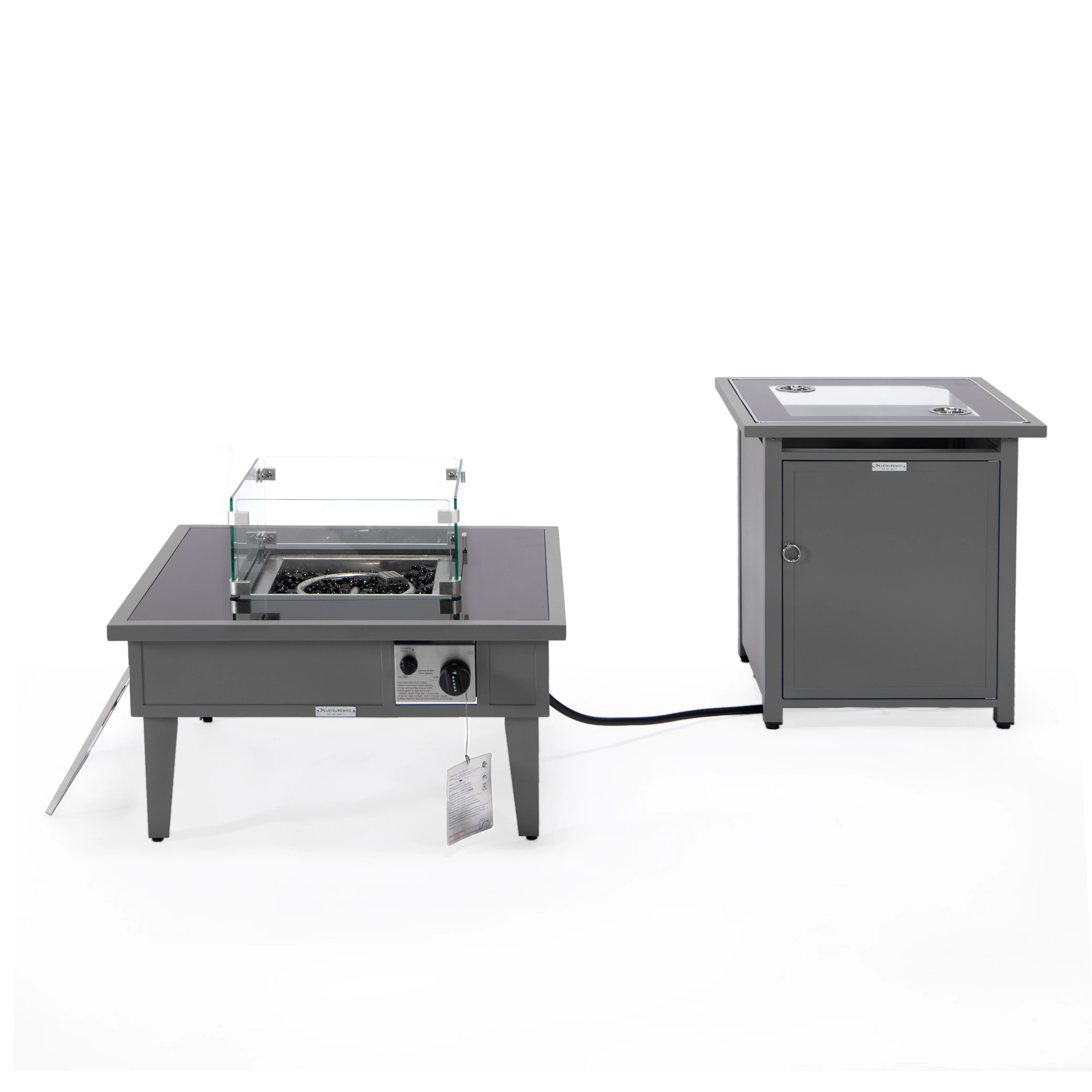 Walbrooke Patio Square Fire Pit and Tank Holder in Grey