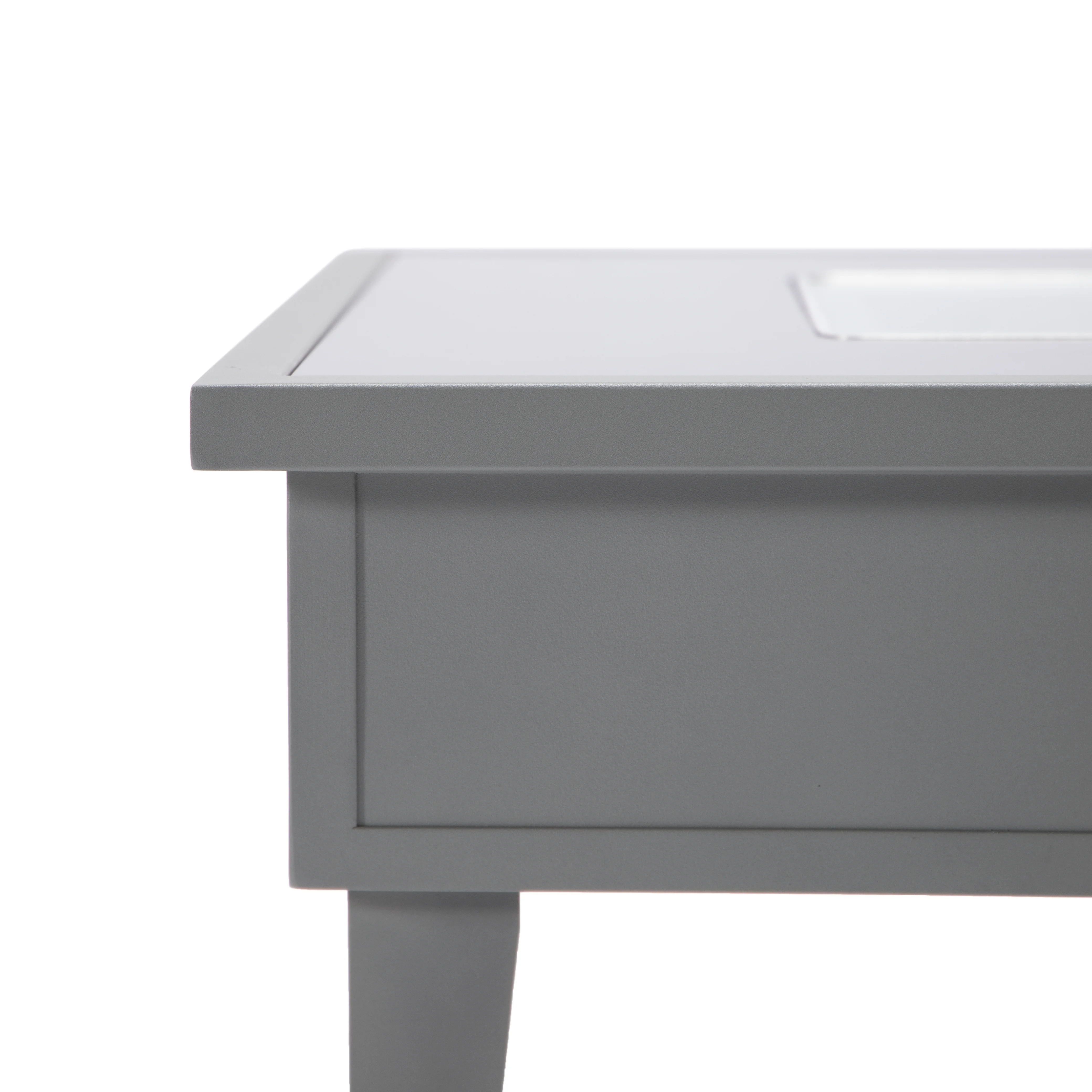 Walbrooke Outdoor Patio Aluminum Square Fire Pit Side Table with Lid and Fire Glass for Patio and Backyard Garden