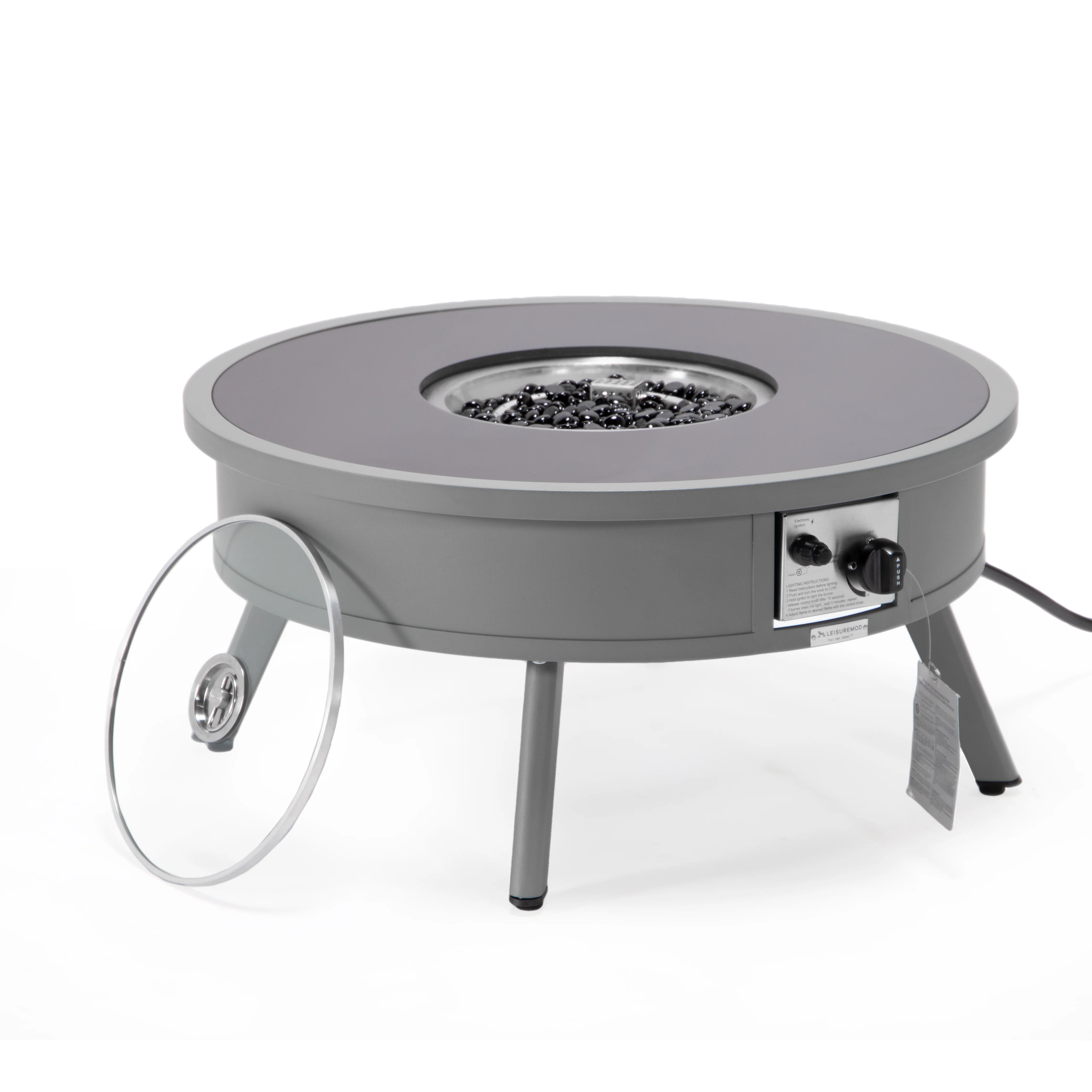 Walbrooke Patio Round Fire Pit and Tank Holder in Grey
