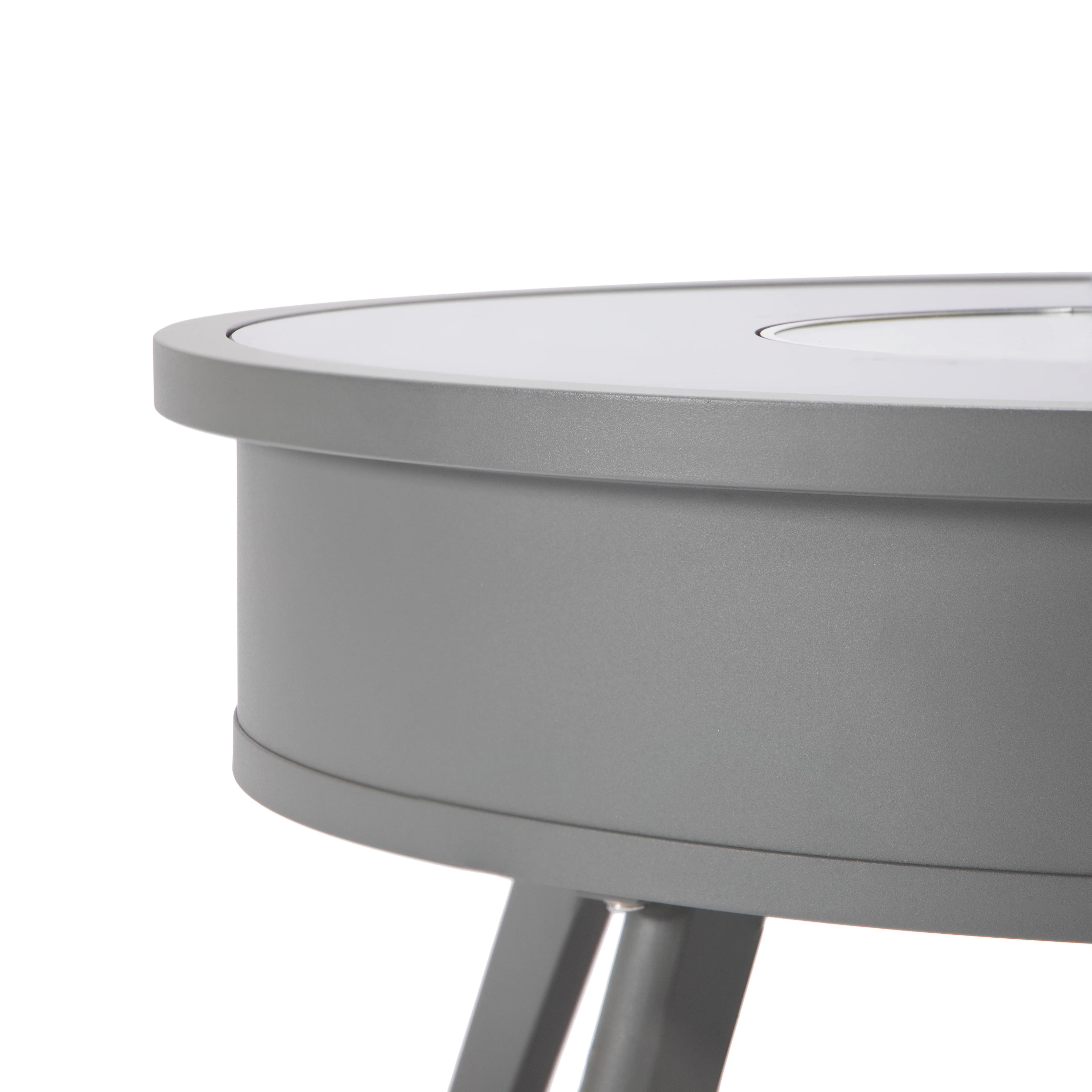 Walbrooke Patio Round Fire Pit and Tank Holder in Grey