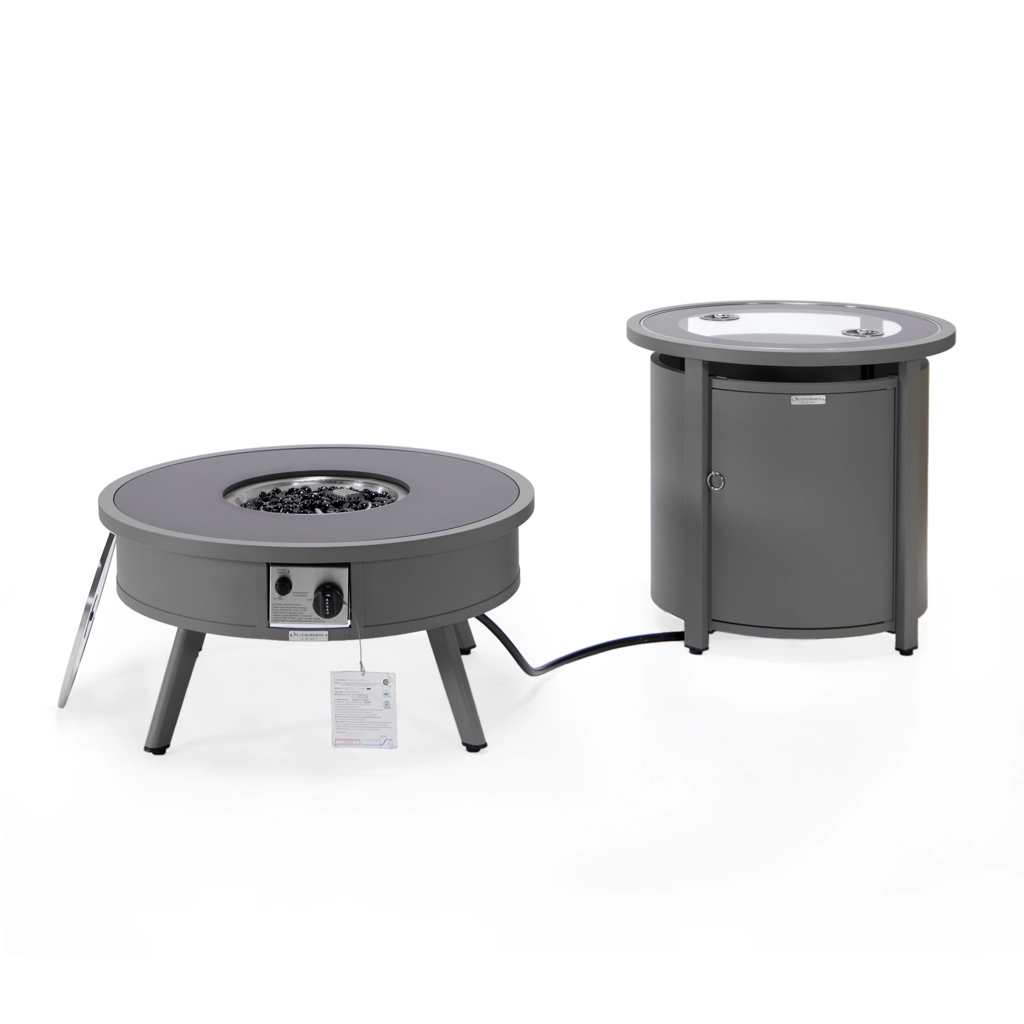 Walbrooke Patio Round Fire Pit and Tank Holder in Grey