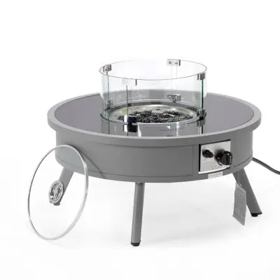 Walbrooke Patio Round Fire Pit and Tank Holder in Grey