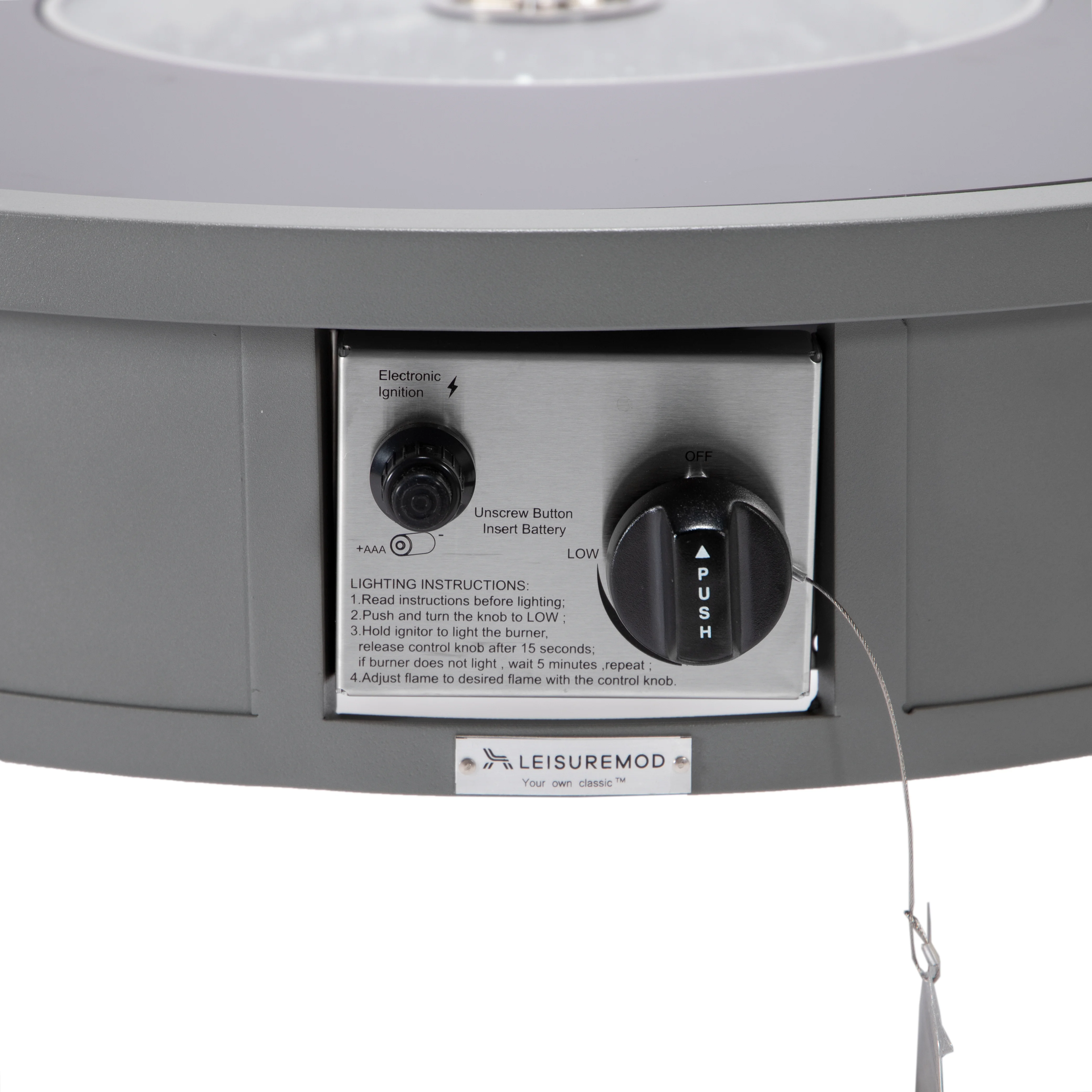 Walbrooke Outdoor Patio Aluminum Round Fire Pit Side Table with Lid and Fire Glass for Patio and Backyard Garden