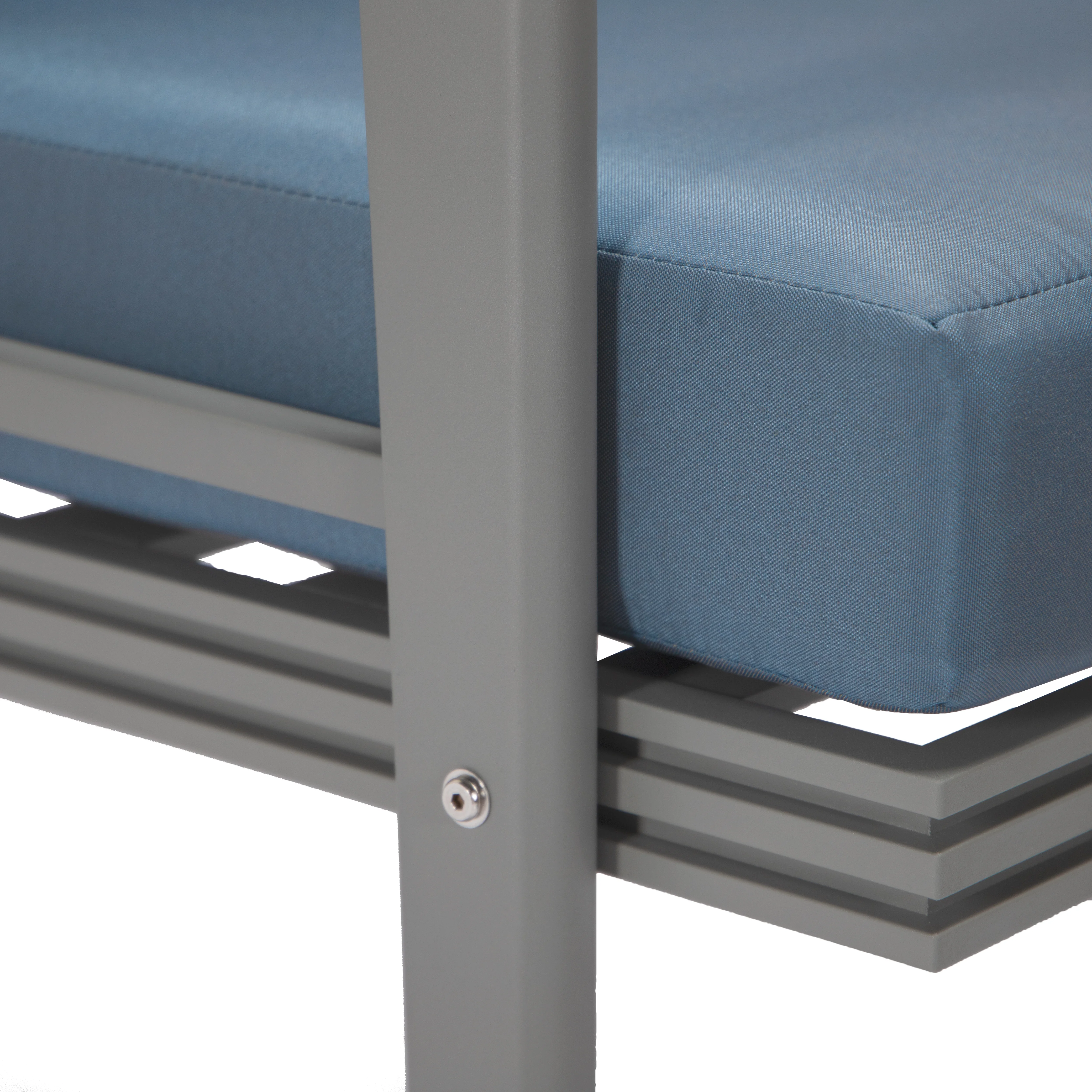 Walbrooke Modern Outdoor Patio Loveseat with Gray Aluminum Frame and Removable Cushions For Patio and Backyard Garden