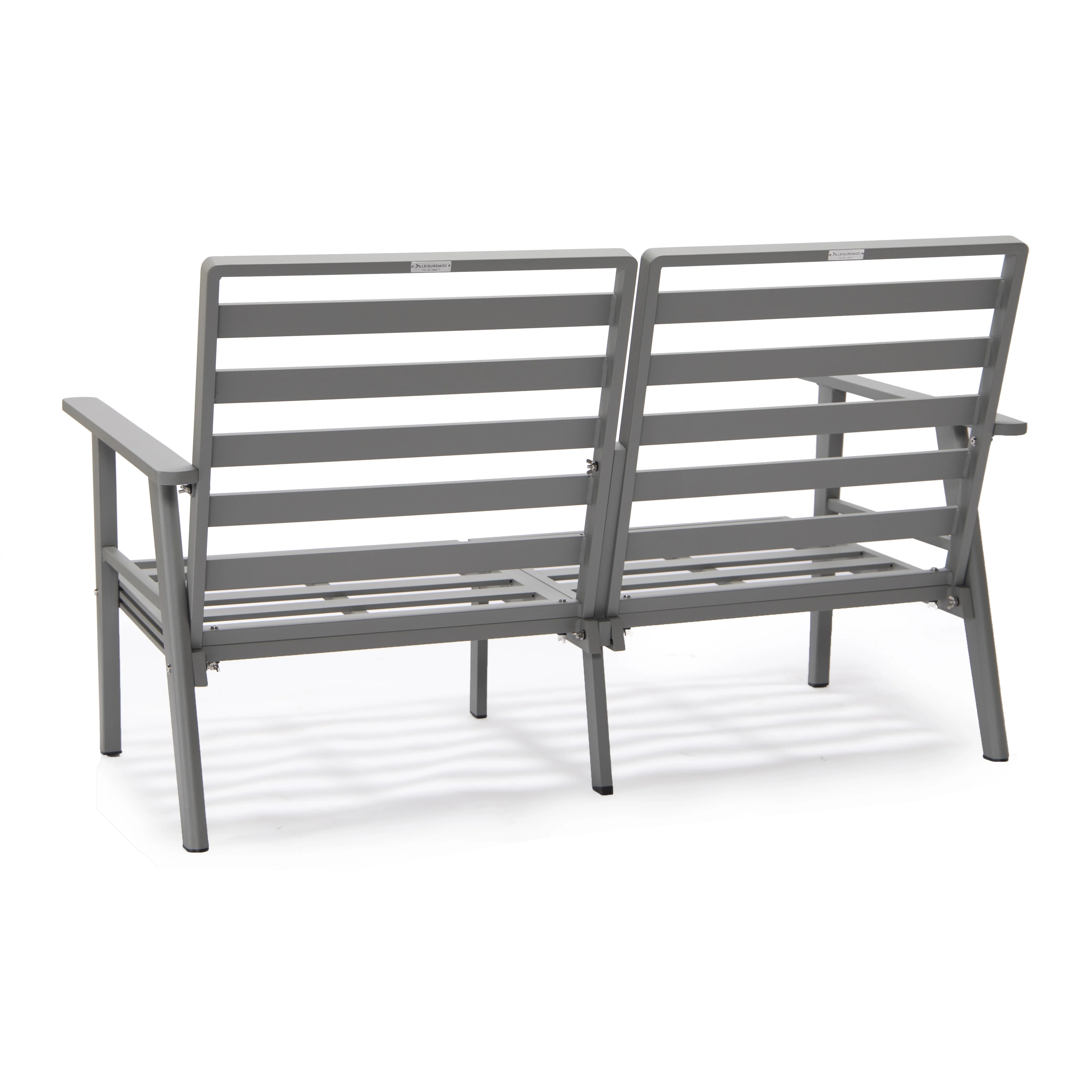 Walbrooke Modern Outdoor Patio Loveseat with Gray Aluminum Frame and Removable Cushions For Patio and Backyard Garden