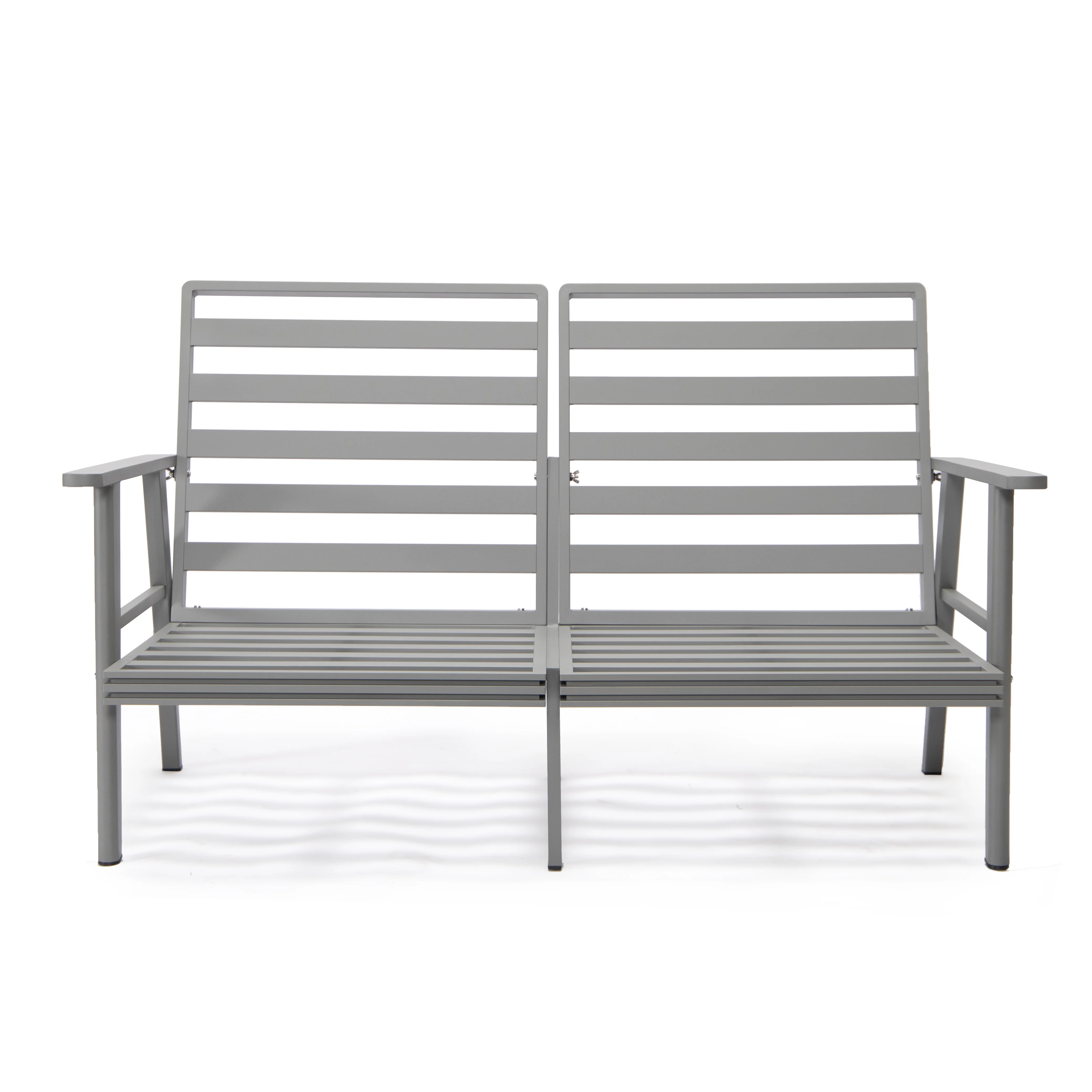 Walbrooke Modern Outdoor Patio Loveseat with Gray Aluminum Frame and Removable Cushions For Patio and Backyard Garden