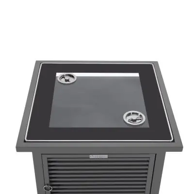 Walbrooke Patio Square Fire Pit and Tank Holder with Slats Design in Grey