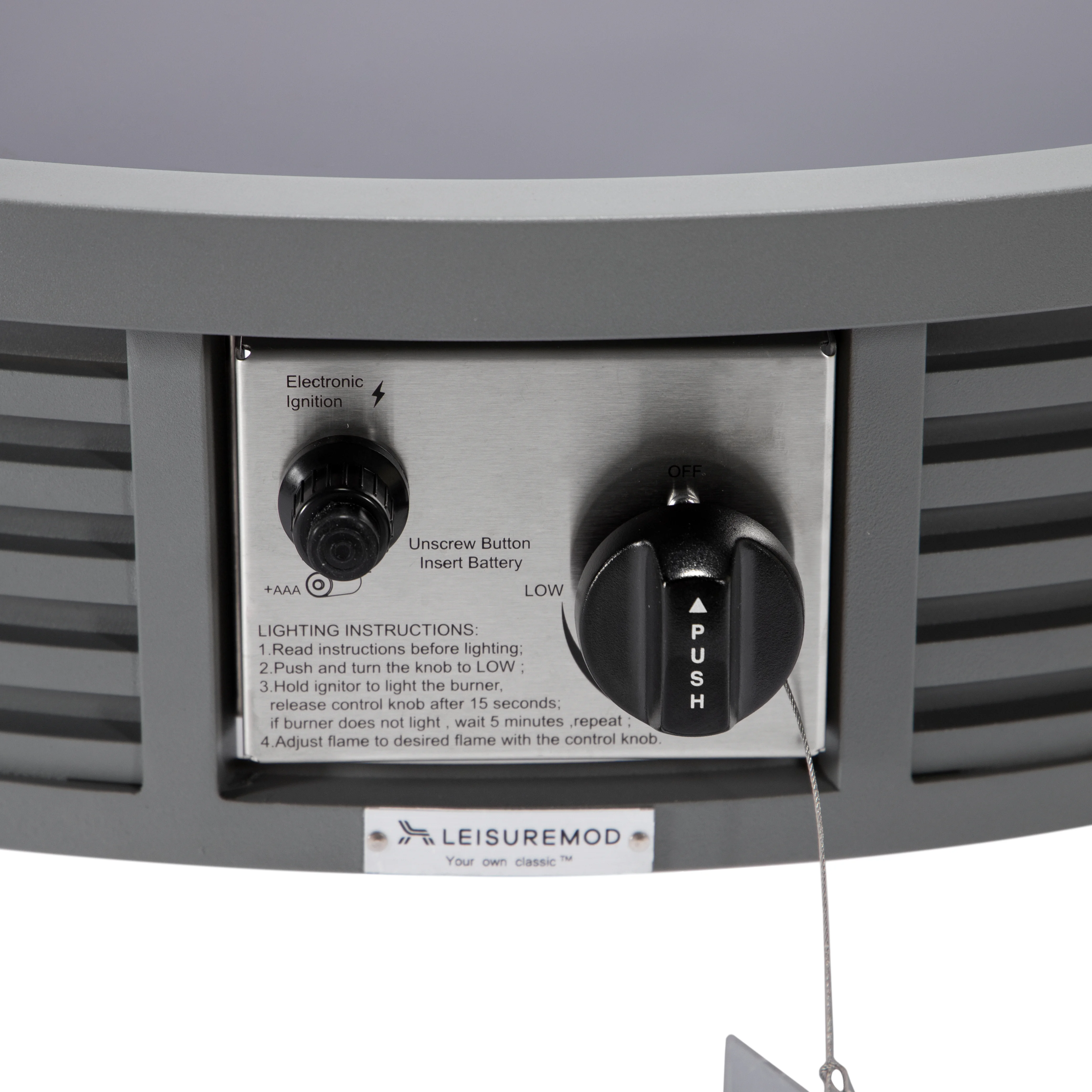 Walbrooke Outdoor Patio Aluminum Round Slats Design Fire Pit Side Table with Lid and Fire Glass for Patio and Backyard Garden