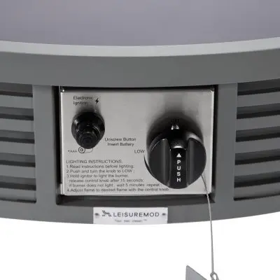 Walbrooke Outdoor Patio Aluminum Round Slats Design Fire Pit Side Table with Lid and Fire Glass for Patio and Backyard Garden