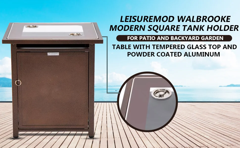 Walbrooke Brown Patio Square Tank Holder in Brown