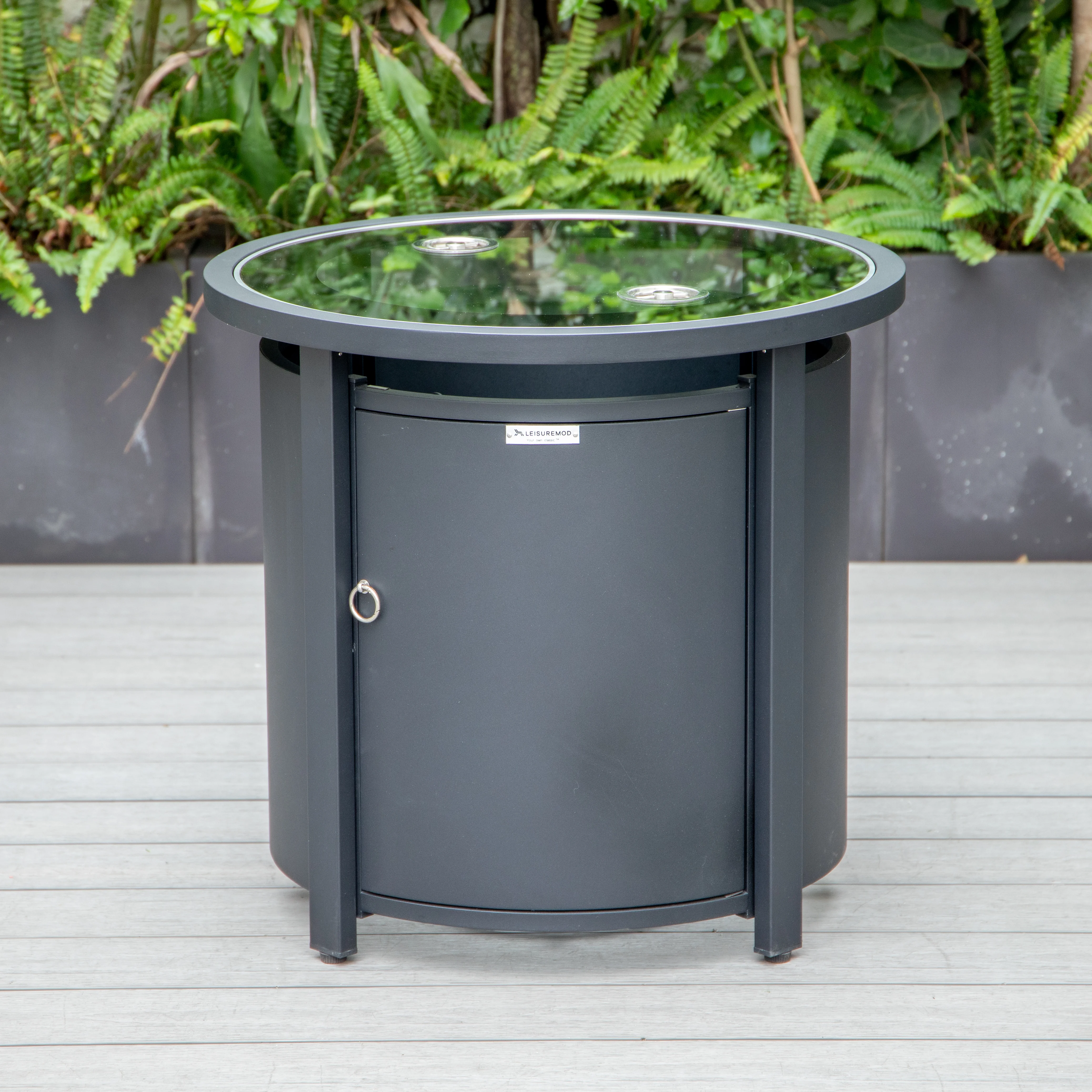Walbrooke Black Patio Round Tank Holder in Black