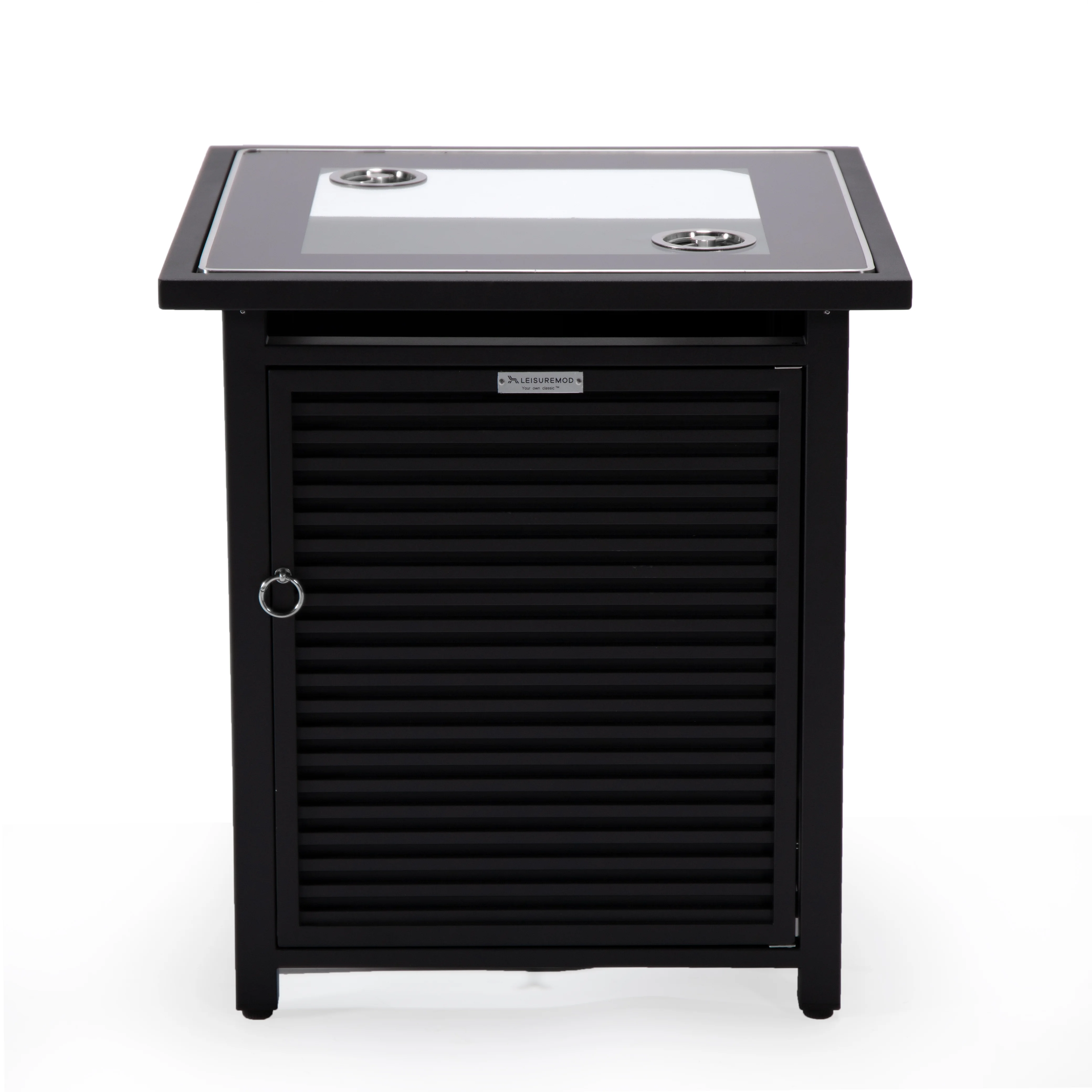 Walbrooke Black Patio Square Tank Holder with Slats Design in Black