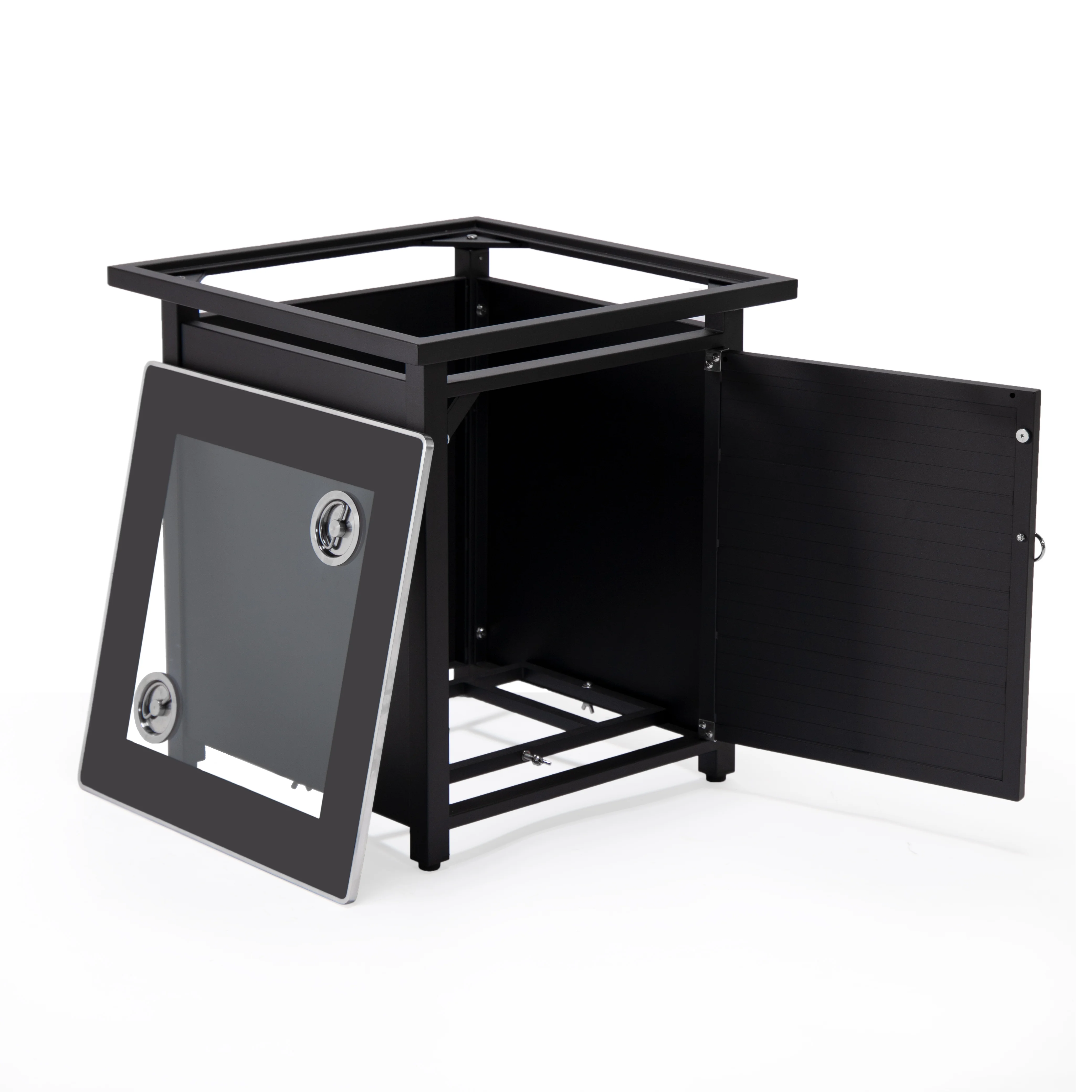 Walbrooke Black Patio Square Tank Holder with Slats Design in Black