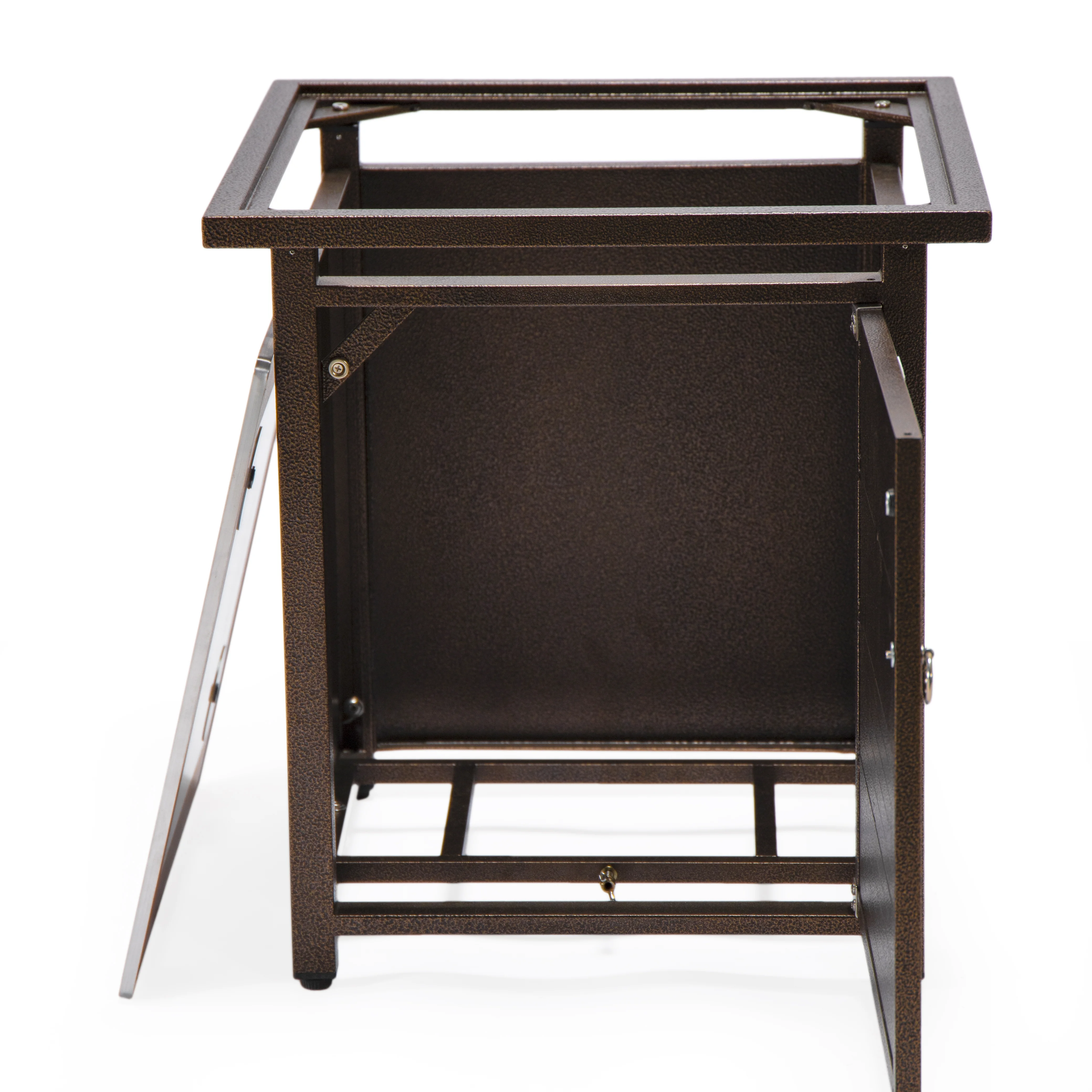 Walbrooke Brown Patio Square Tank Holder with Slats Design in Brown