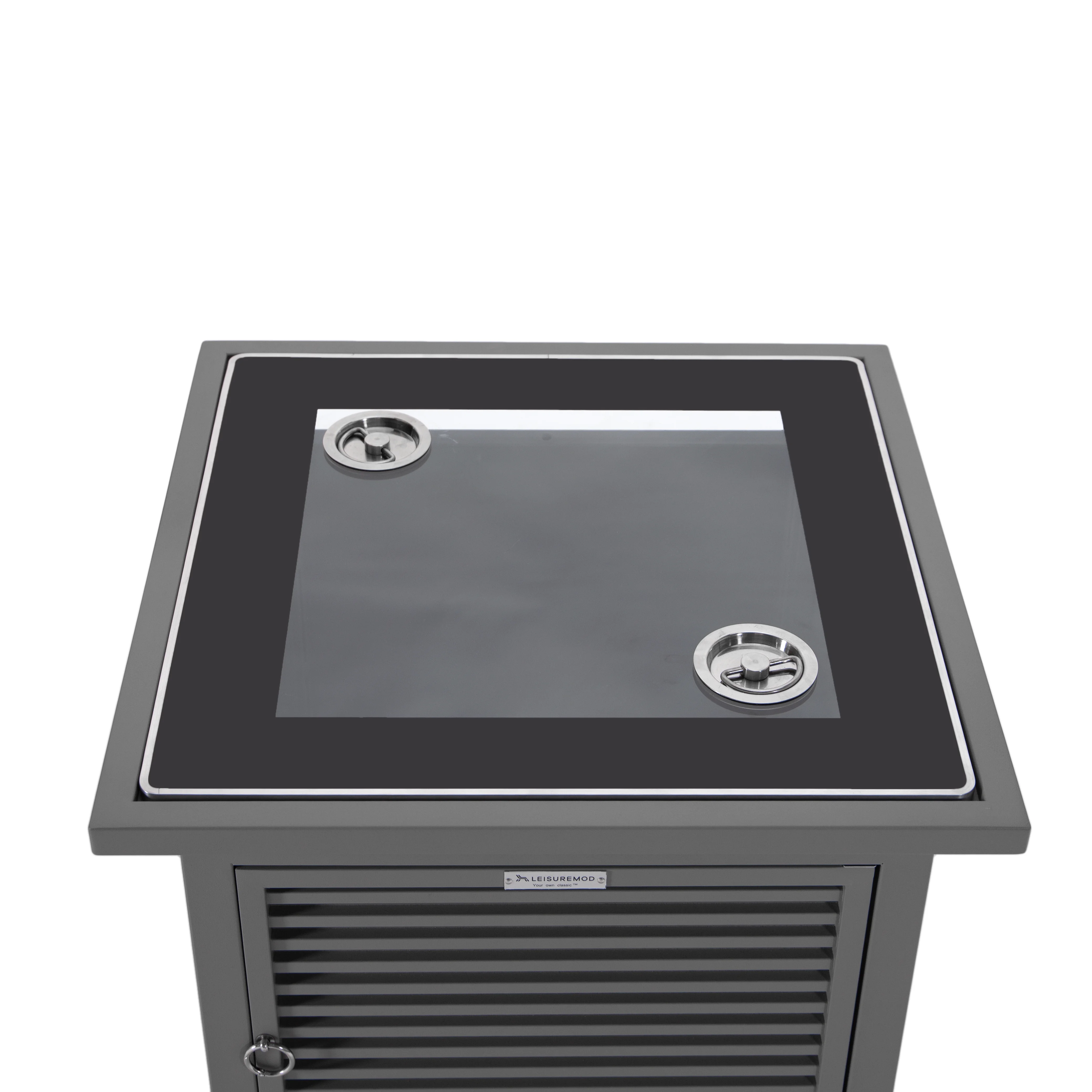 Walbrooke Grey Patio Square Tank Holder with Slats Design in Grey