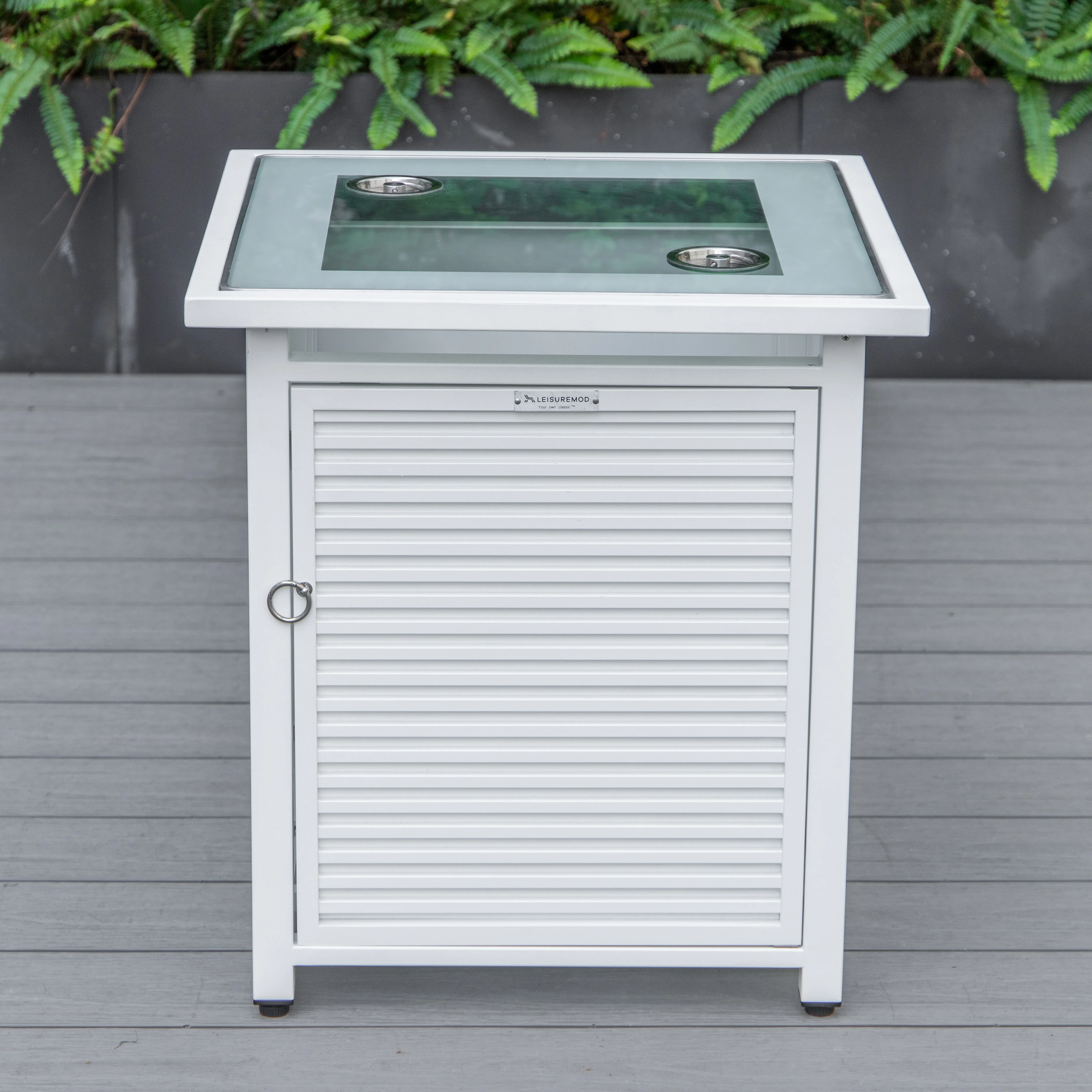 Walbrooke White Patio Square Tank Holder with Slats Design in White