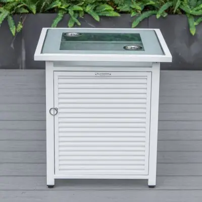 Walbrooke White Patio Square Tank Holder with Slats Design in White