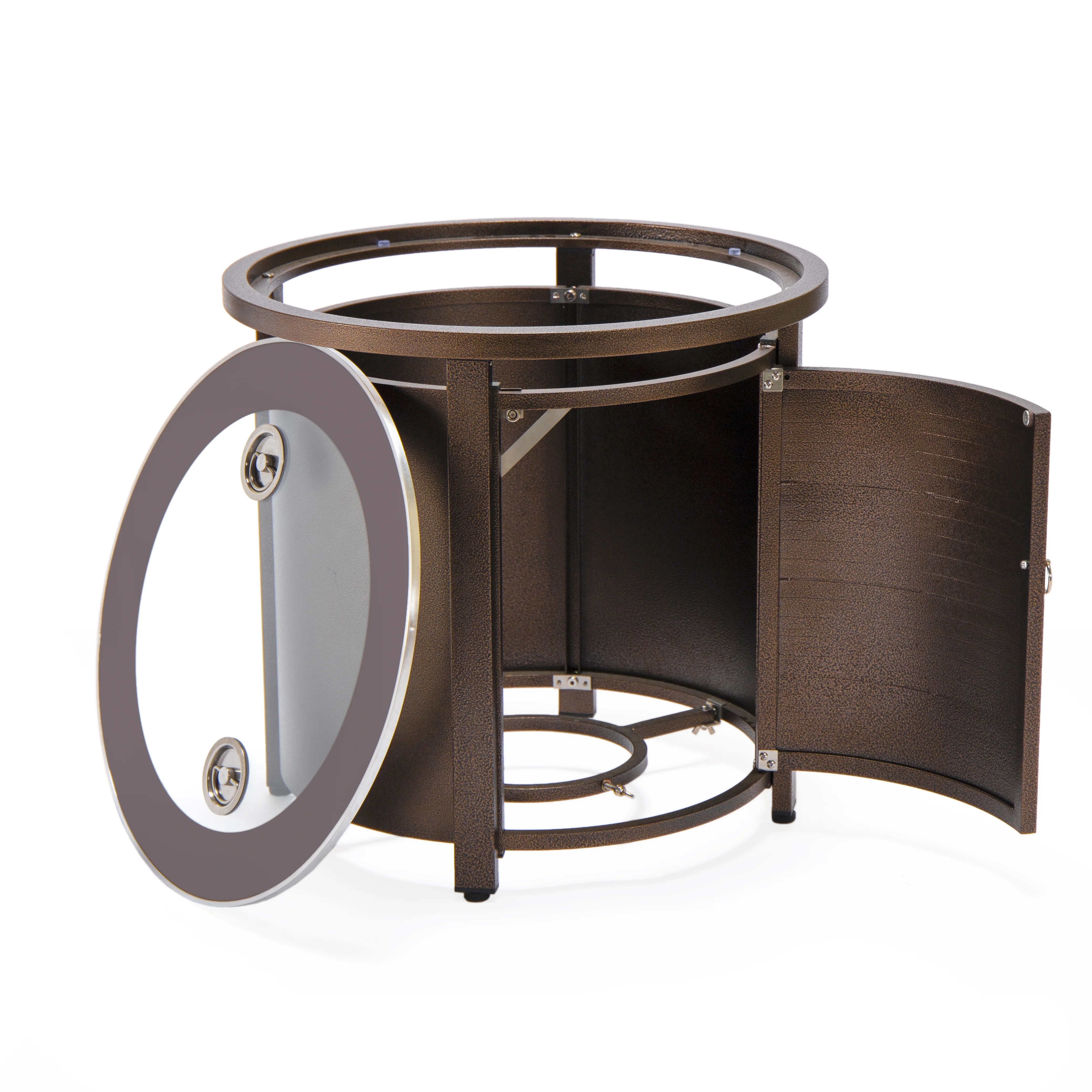 Walbrooke Brown Patio Round Tank Holder with Slats Design in Brown