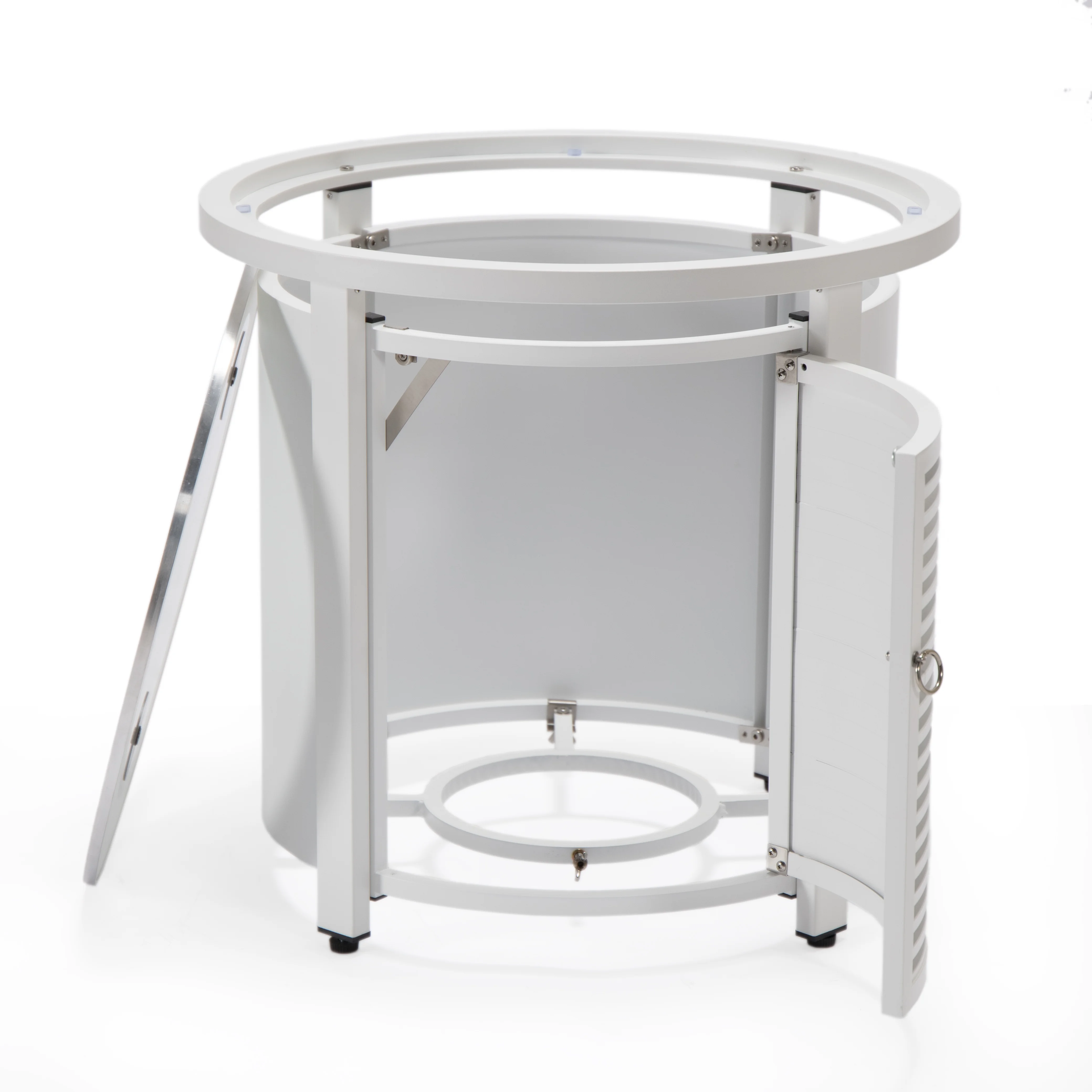 Walbrooke White Patio Round Tank Holder with Slats Design in White