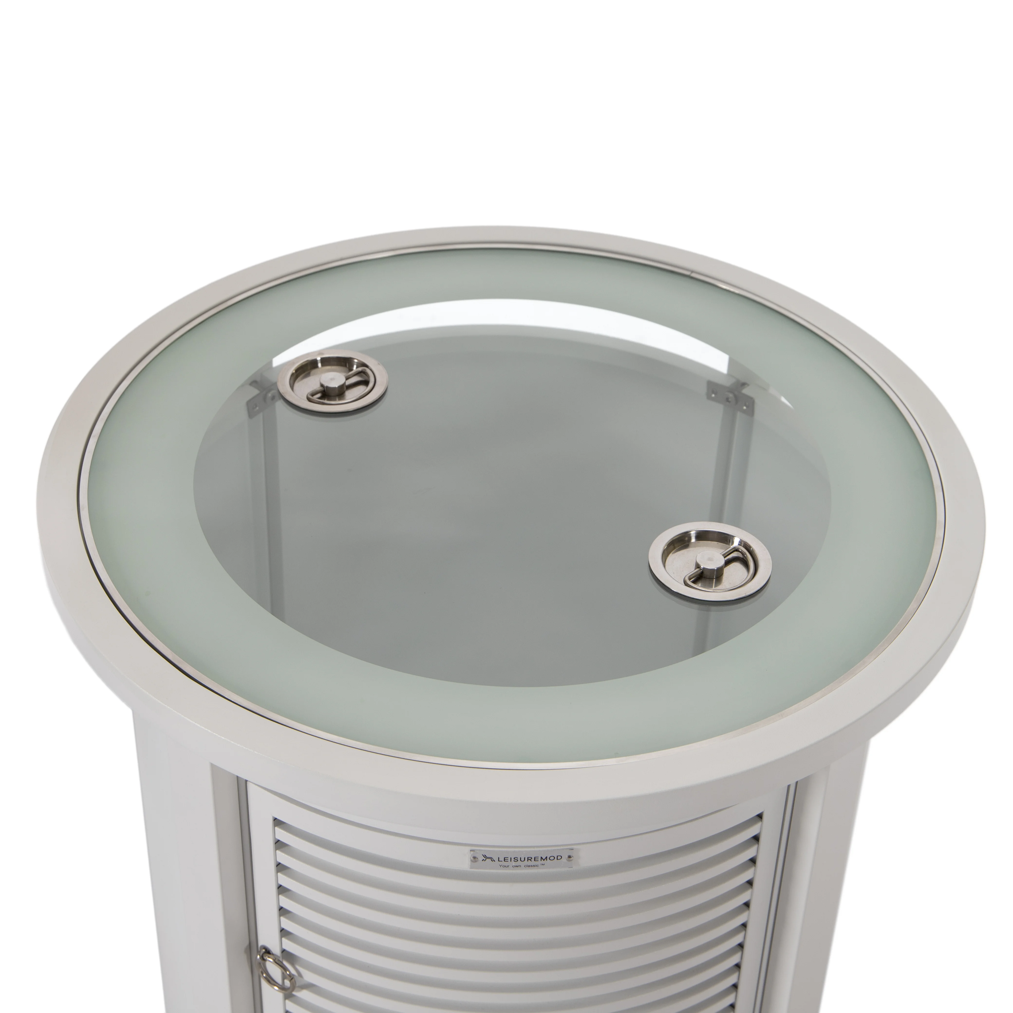 Walbrooke White Patio Round Tank Holder with Slats Design in White