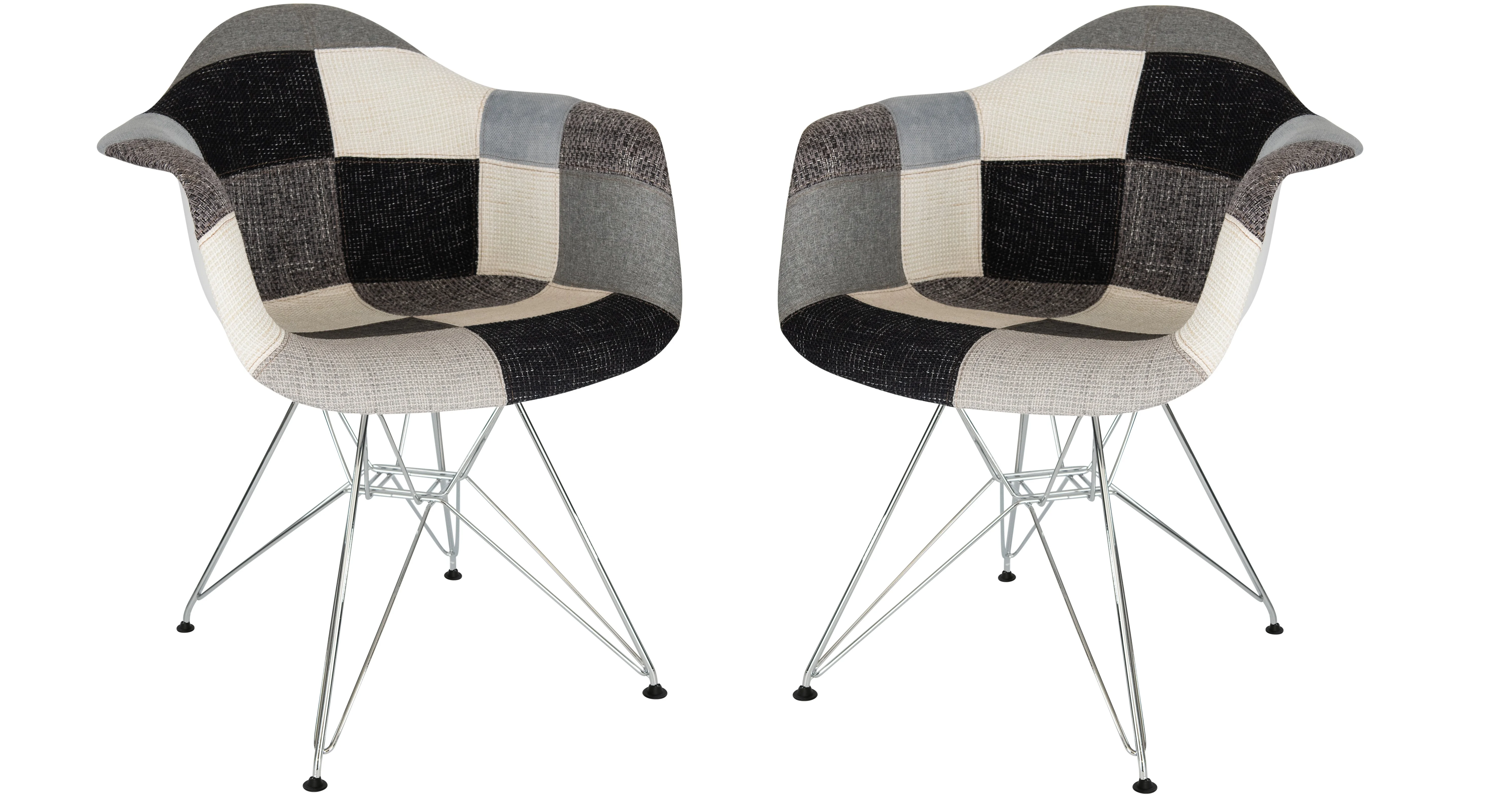 Willow Patchwork Fabric Eiffel Accent Chair, Set of 2