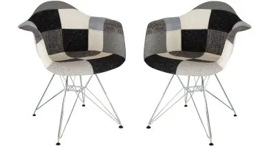 Willow Patchwork Fabric Eiffel Accent Chair, Set of 2