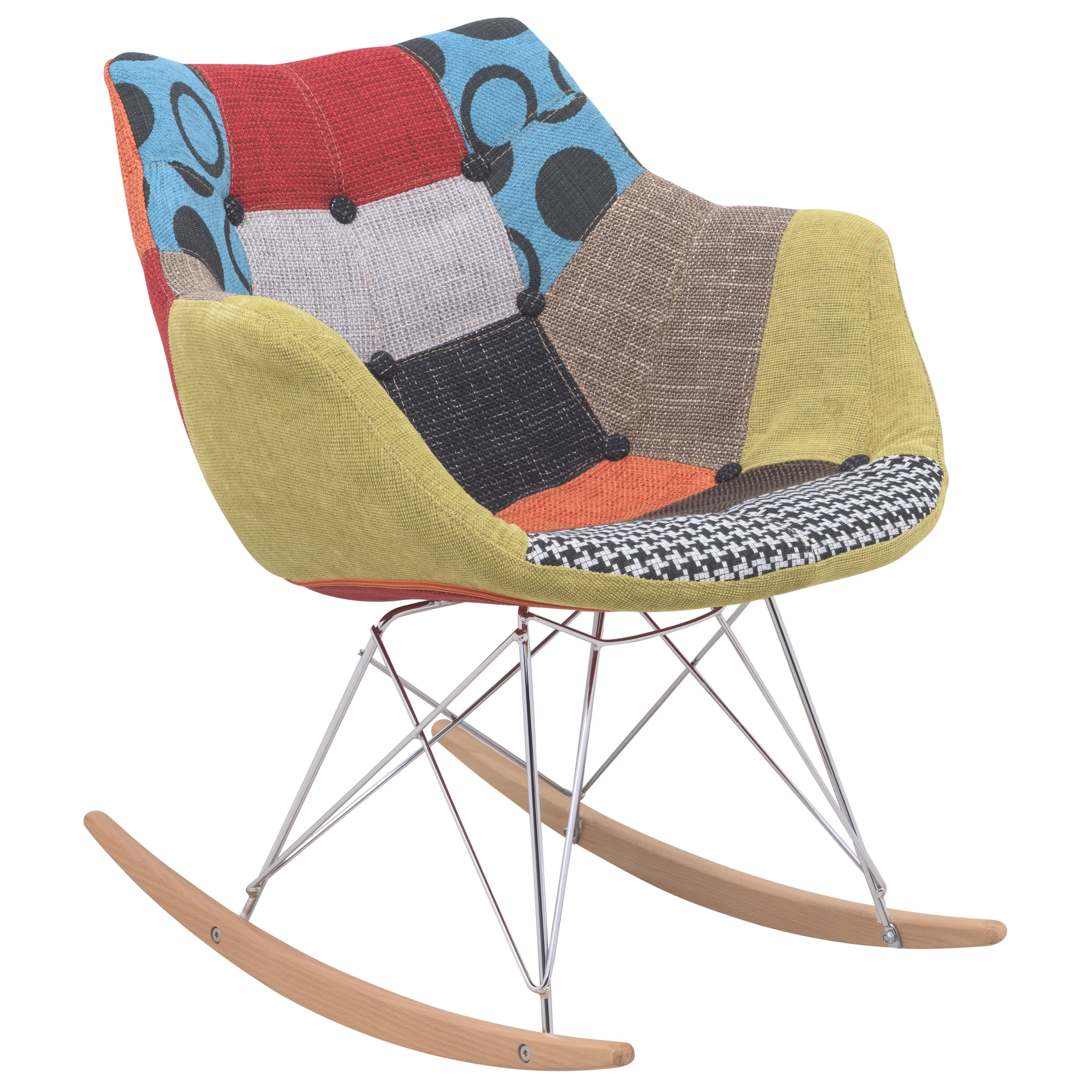 Willow Patchwork Fabric Eiffel Rocking Chair