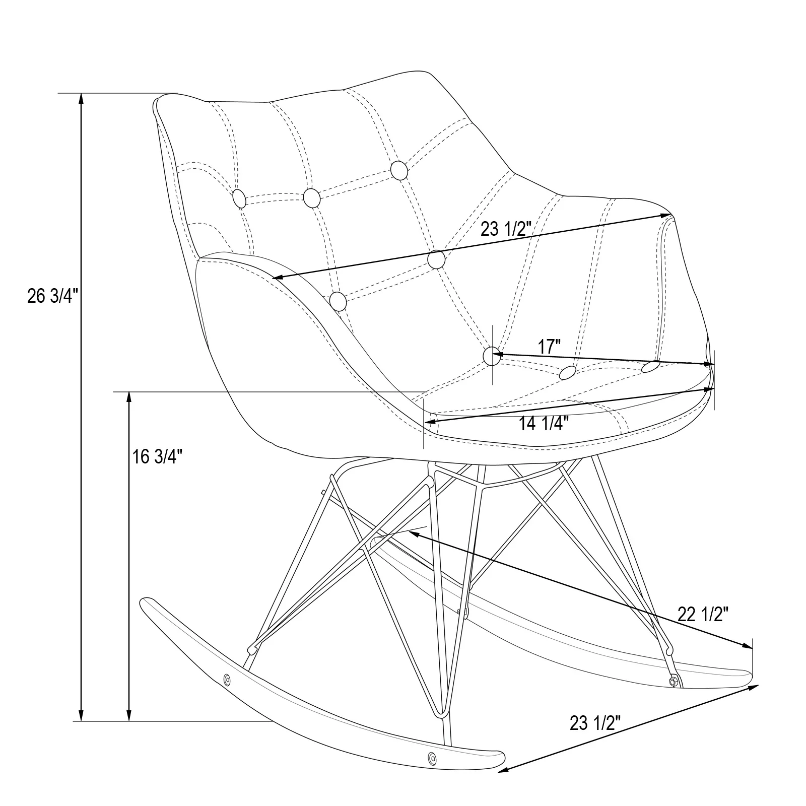 Willow Velvet Eiffel Base Rocking Chair