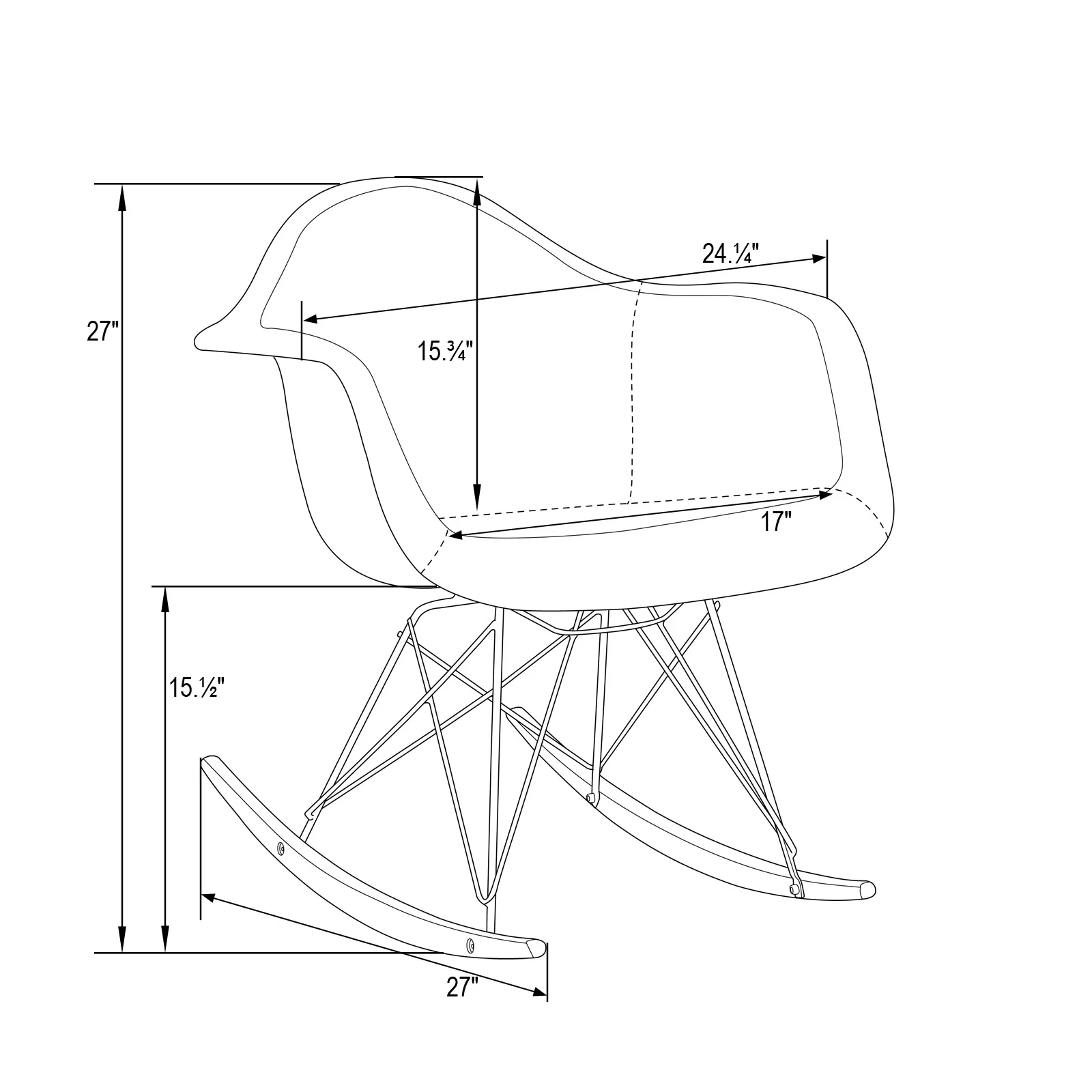 Wilson Twill Fabric Eiffel Rocking Chair